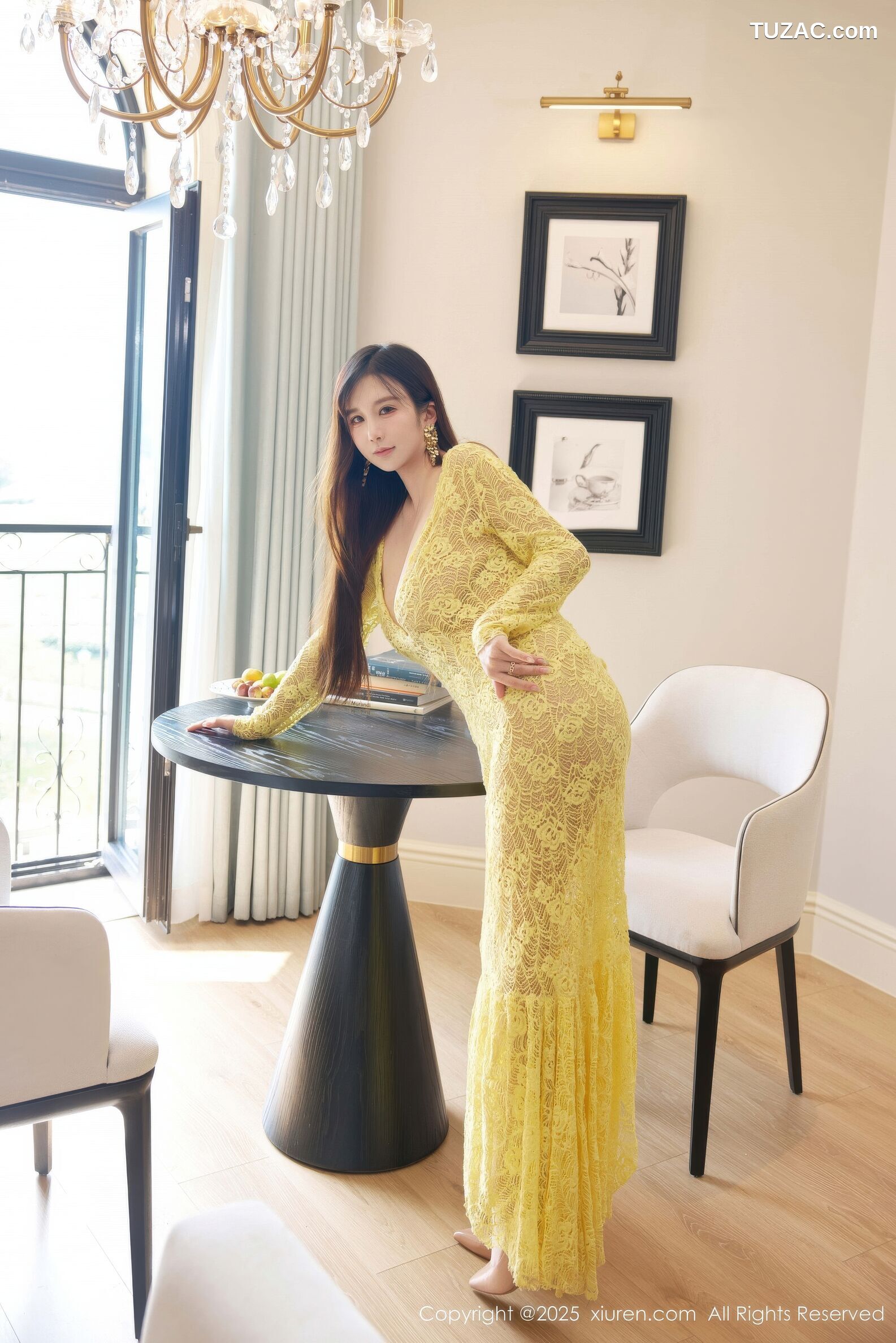 XiuRen秀人网-10909-小肉肉咪-巨乳黄色复古蕾丝连衣裙-2025.10.24