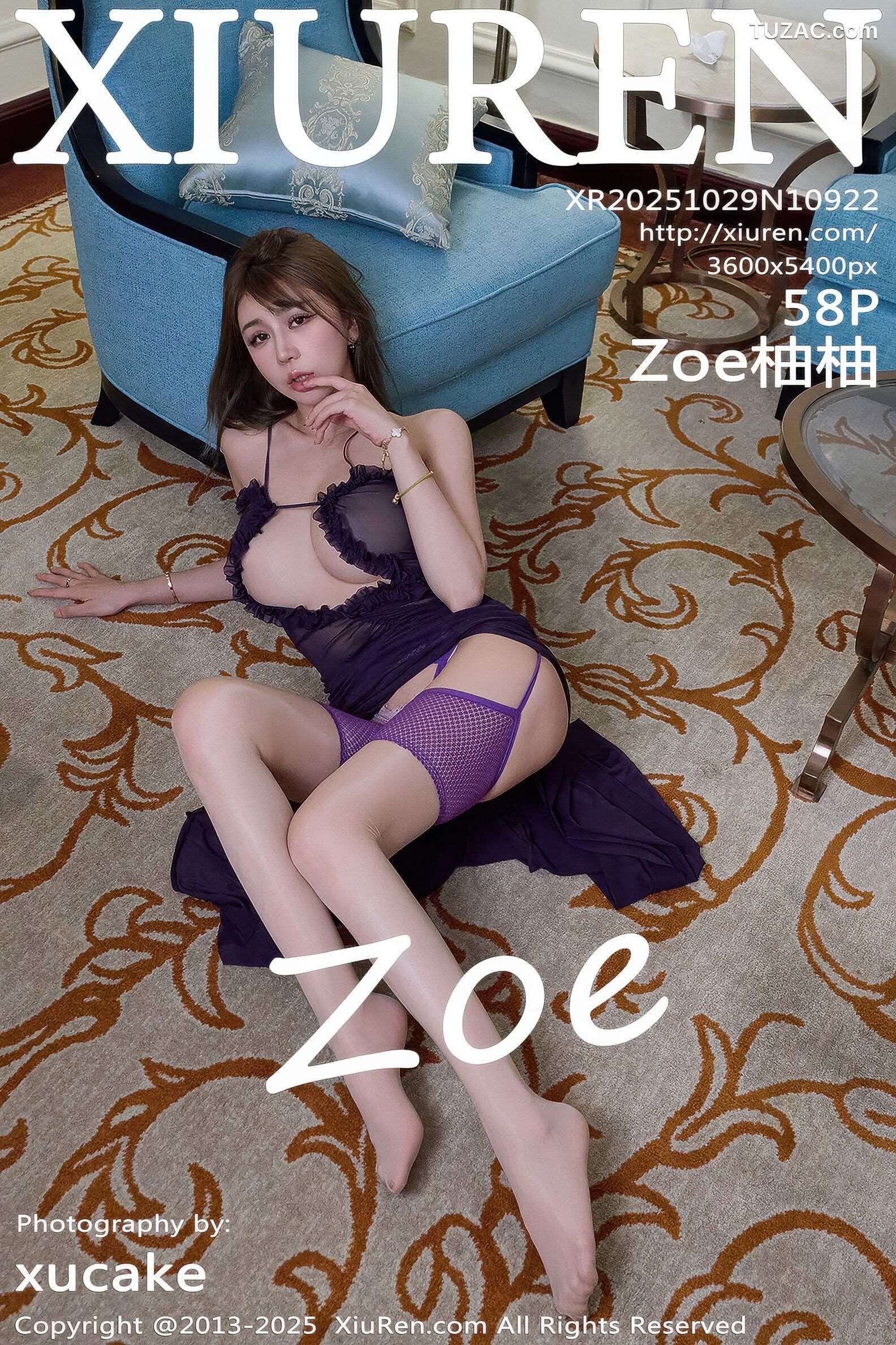 XiuRen秀人网-10922-Zoe柚柚-轻透紫色连衣裙紫色情趣内衣-2025.10.29