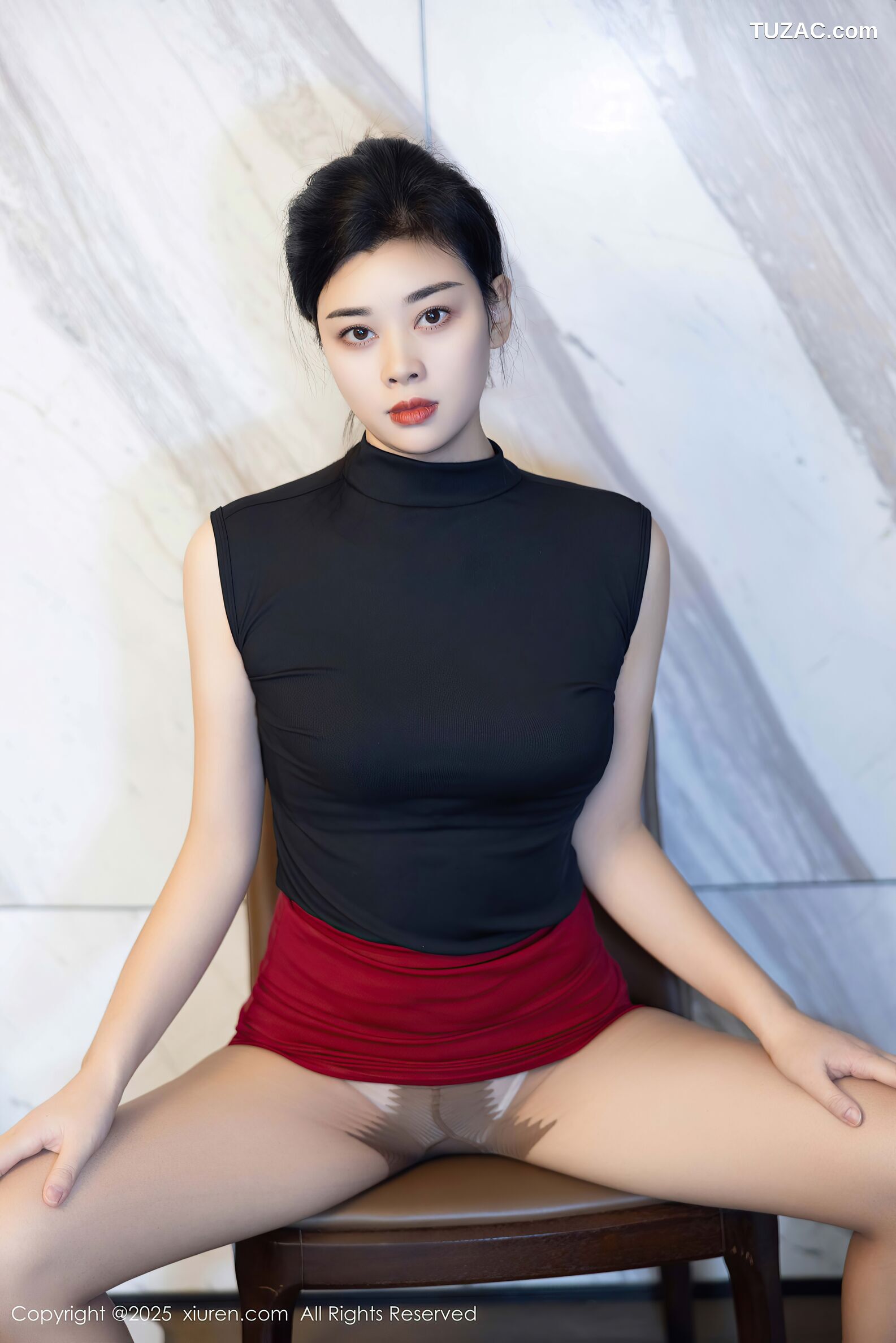 XiuRen秀人网-10948-徐清妍-OL无袖黑色T恤红短裙黑丝-2025.11.05