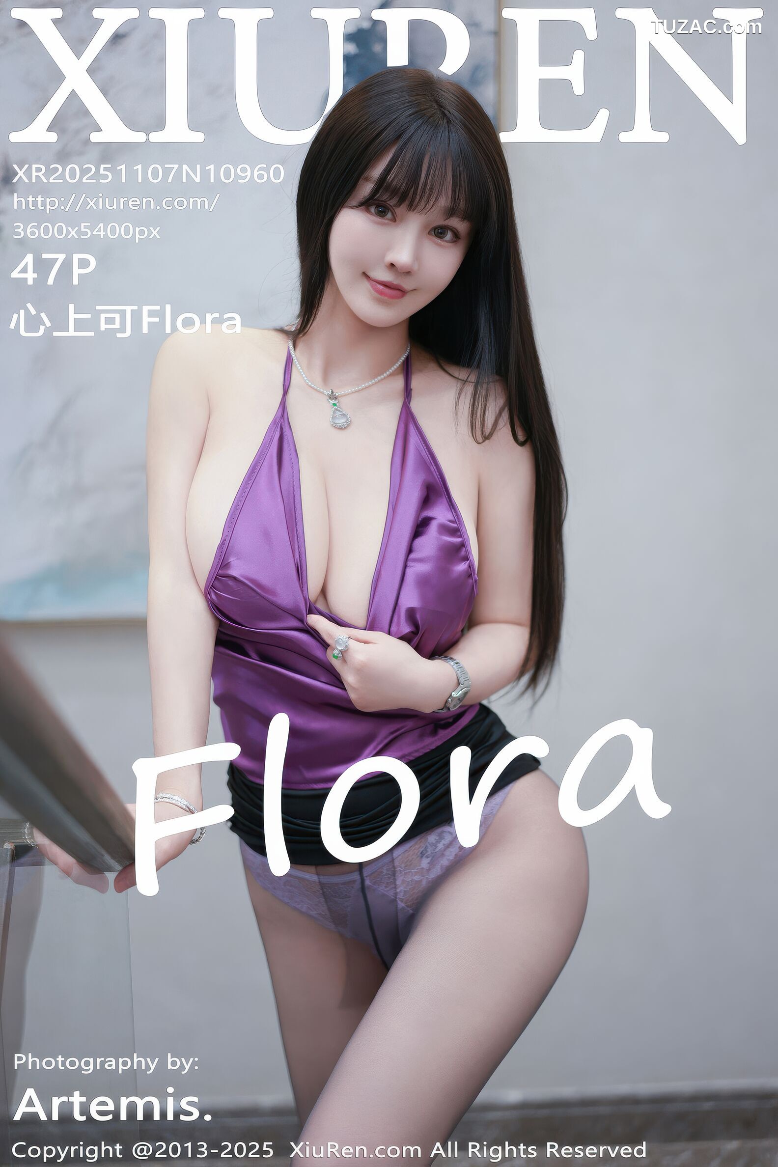 XiuRen秀人网-10960-心上可Flora-紫色吊带黑短裙黑丝-2025.11.07