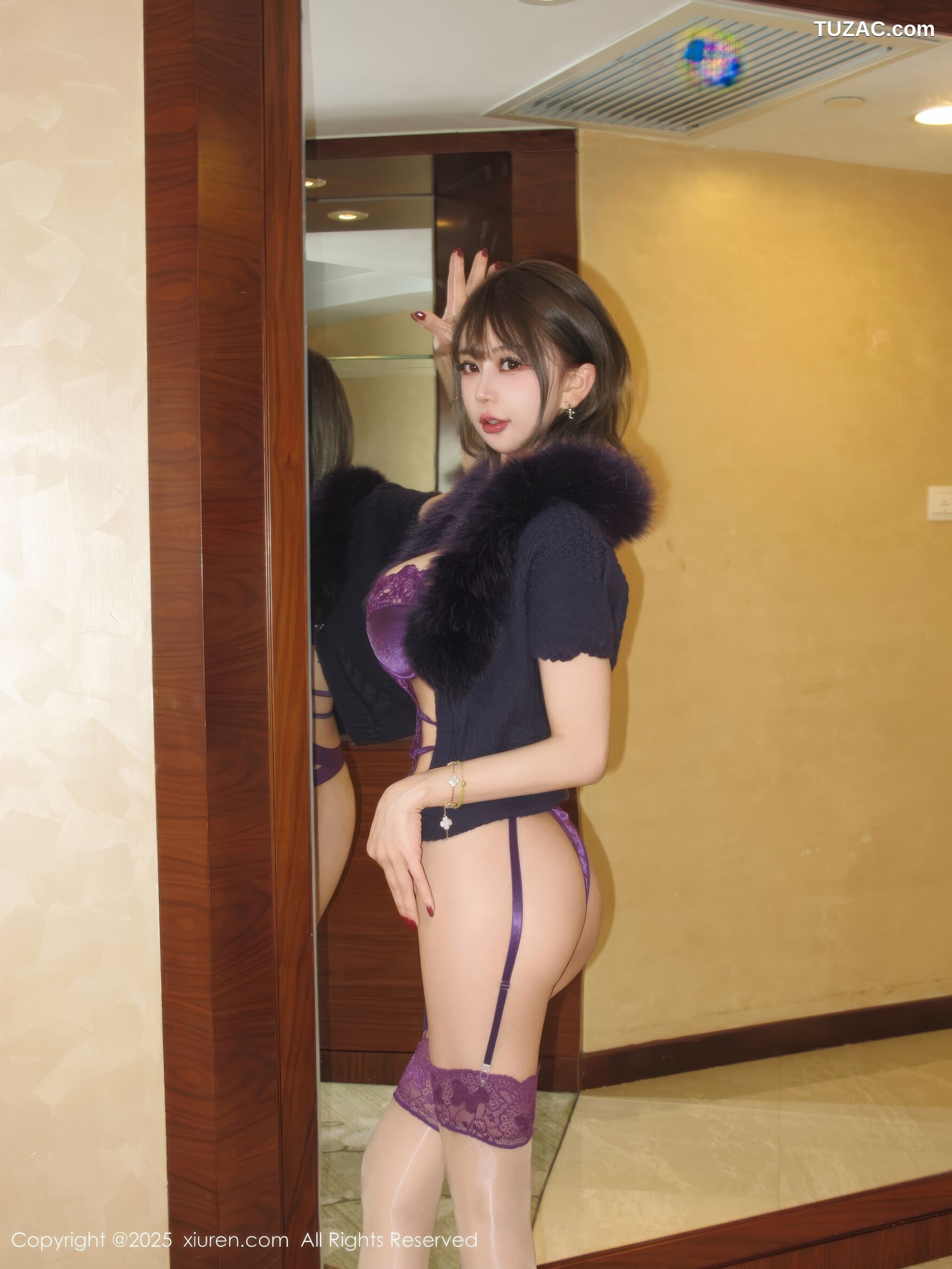 XiuRen秀人网-10967-Zoe柚柚-紫色蕾丝情趣内衣紫色吊袜带白丝-2025.11.10