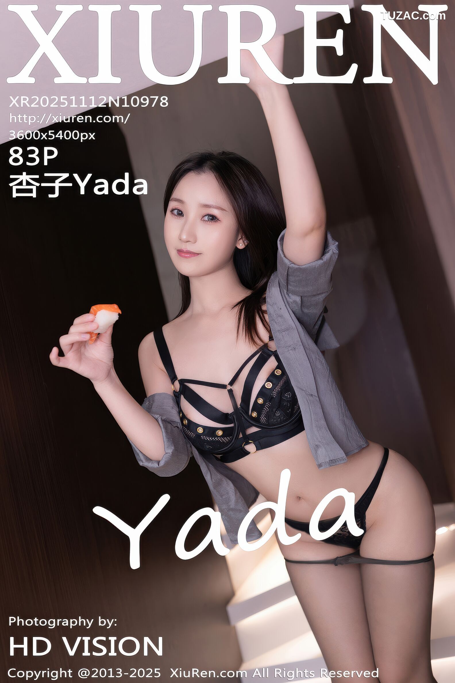 XiuRen秀人网-10978-杏子Yada-OL灰色衬衫黑皮短裙魅惑黑丝-2025.11.12