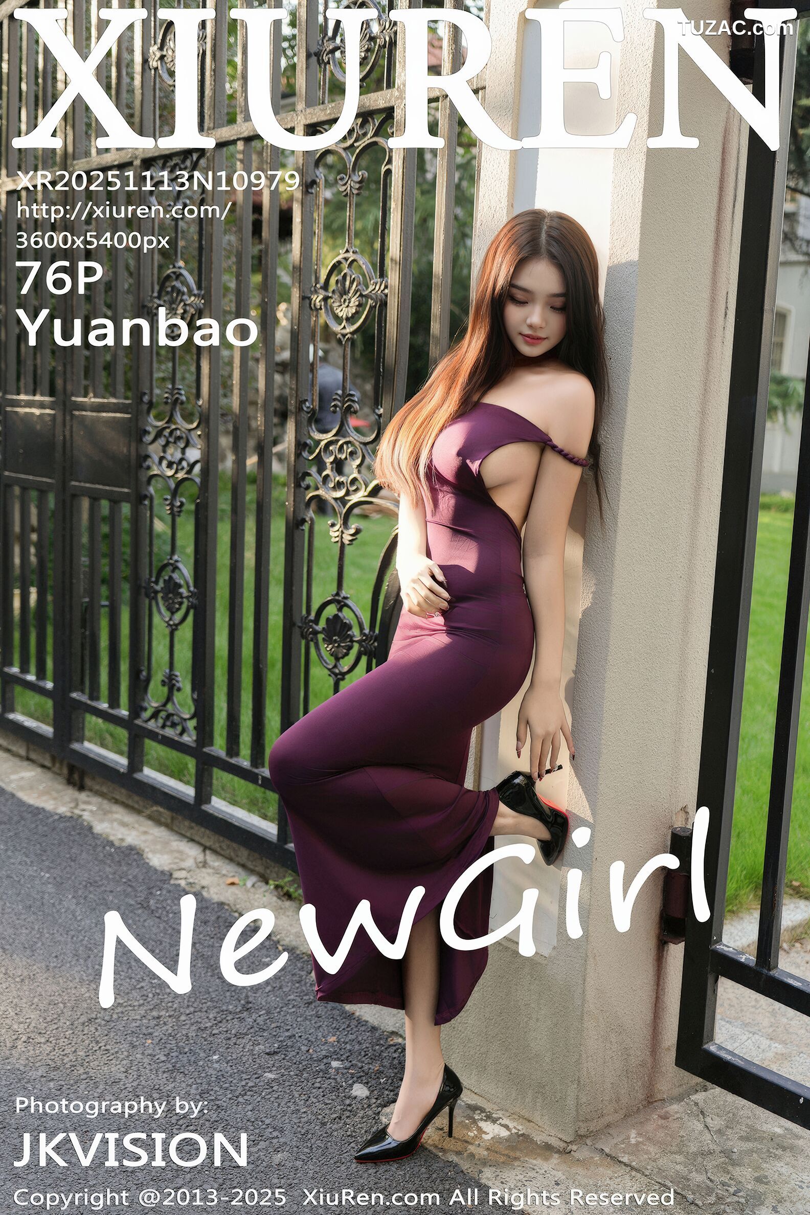 XiuRen秀人网-10979-Yuanbao-户外紫色连衣裙情趣黑皮内衣黑色网袜-2025.11.13