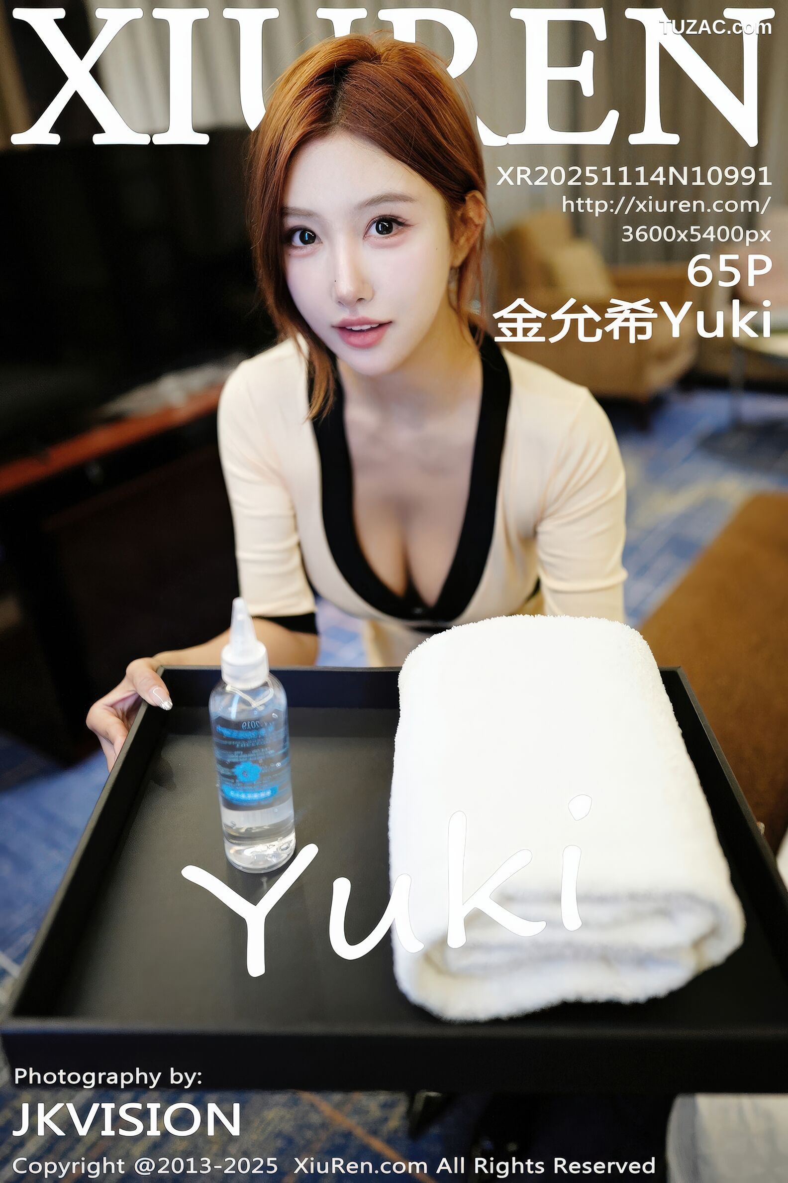 XiuRen秀人网-10991-金允希Yuki-浅色技师服黑蕾丝内衣黑丝-2025.11.14