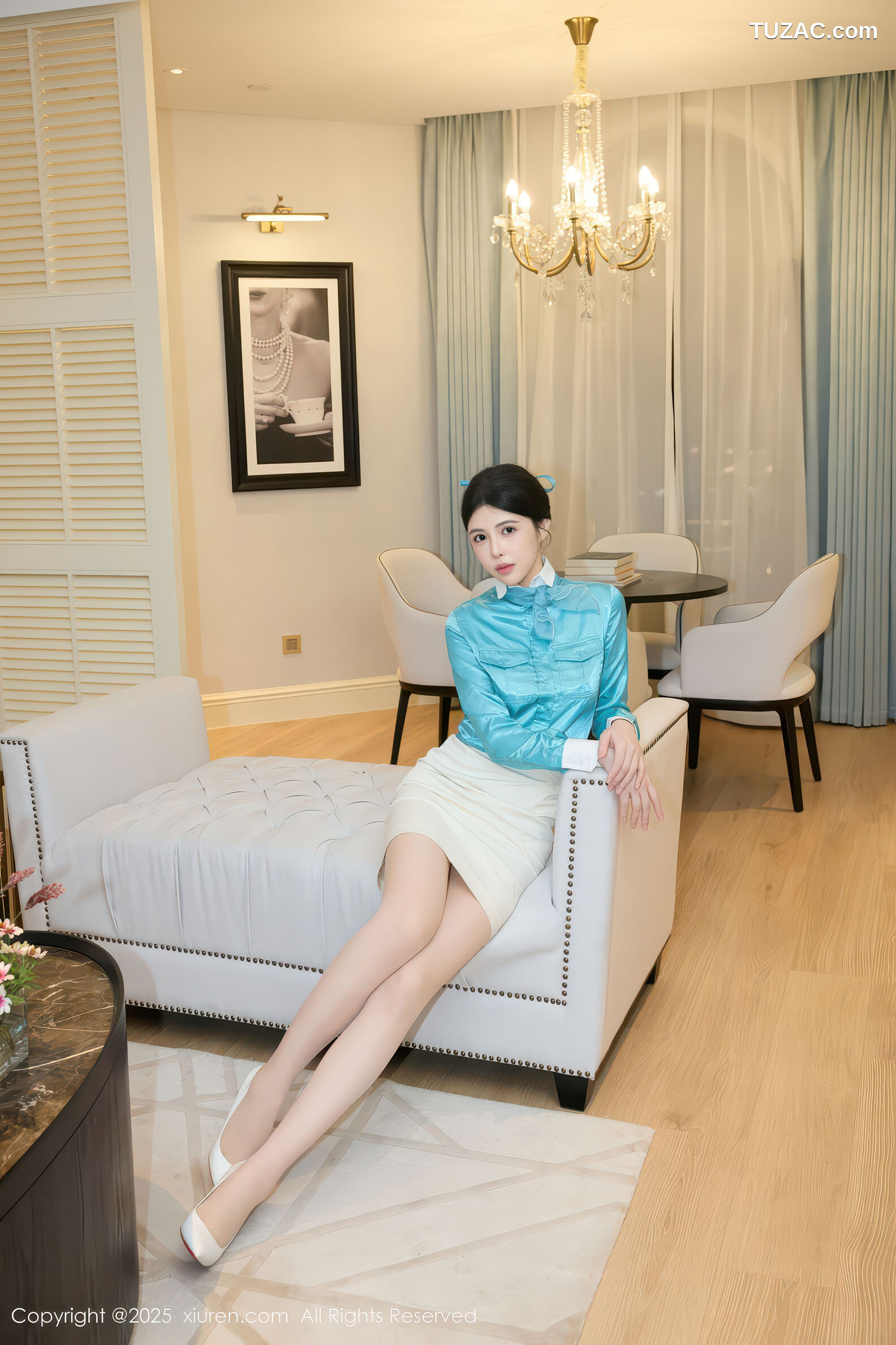 XiuRen秀人网-10998-方蕾蕾-空姐制服蓝衬衫白短裙-2025.11.18