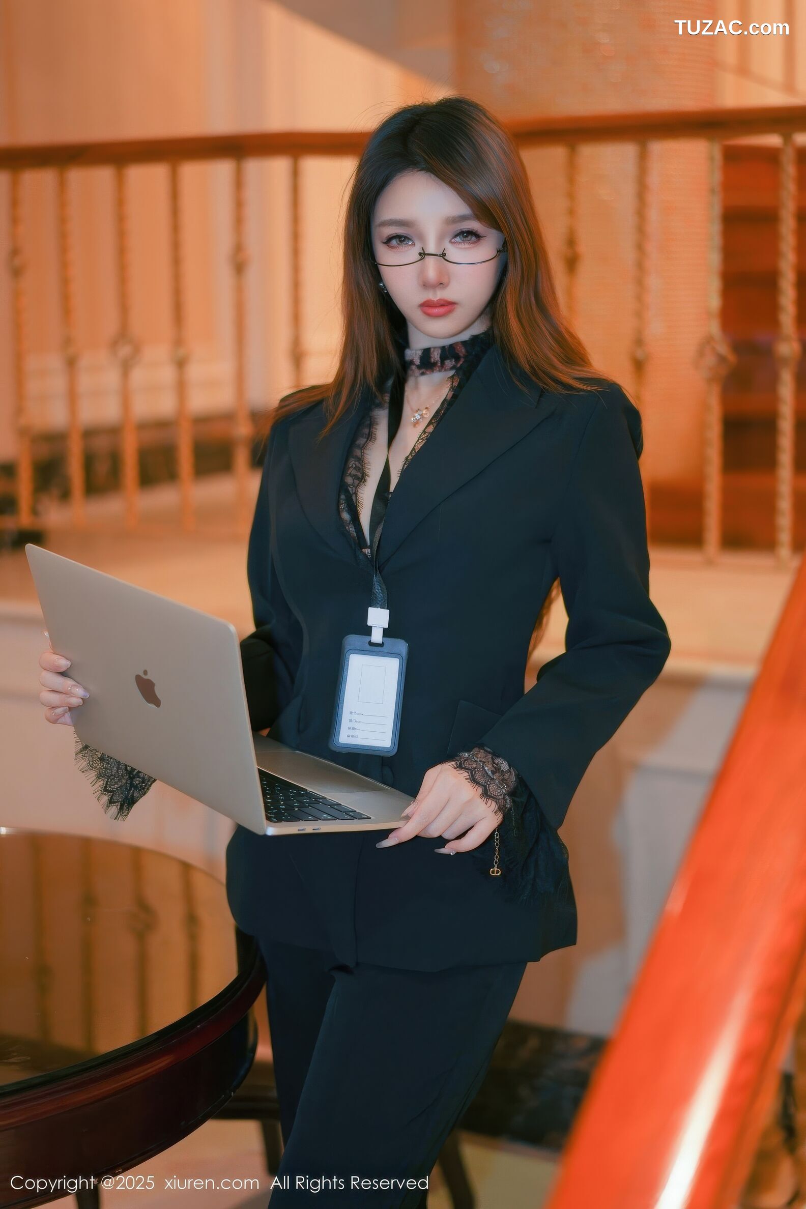 XiuRen秀人网-11007-Twins夭夭-OL黑色西服豹纹内衣-2025.11.19