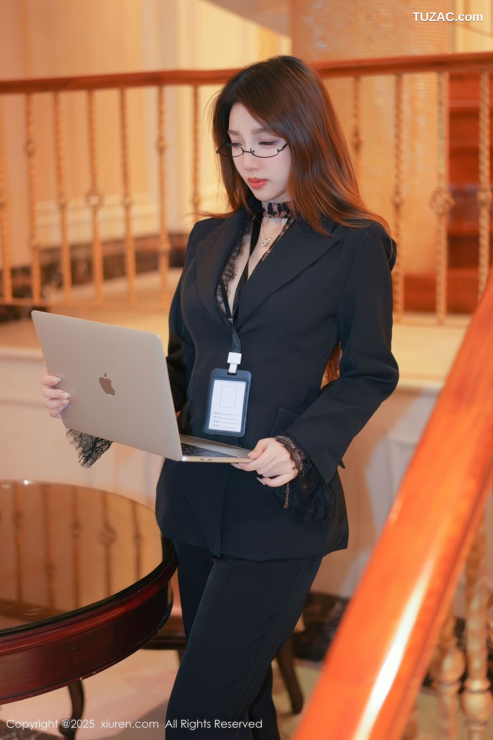 XiuRen秀人网-11007-Twins夭夭-OL黑色西服豹纹内衣-2025.11.19