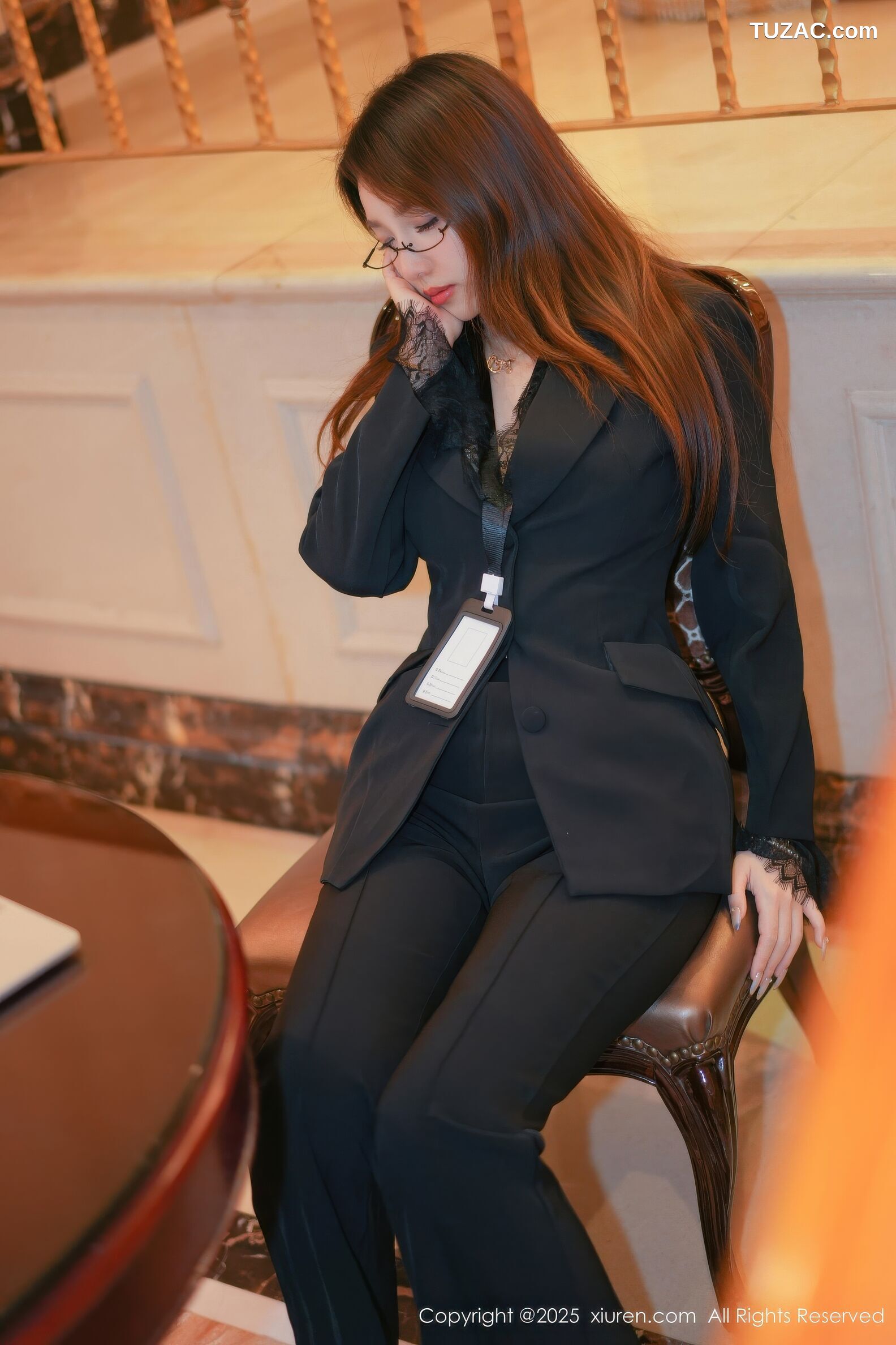 XiuRen秀人网-11007-Twins夭夭-OL黑色西服豹纹内衣-2025.11.19