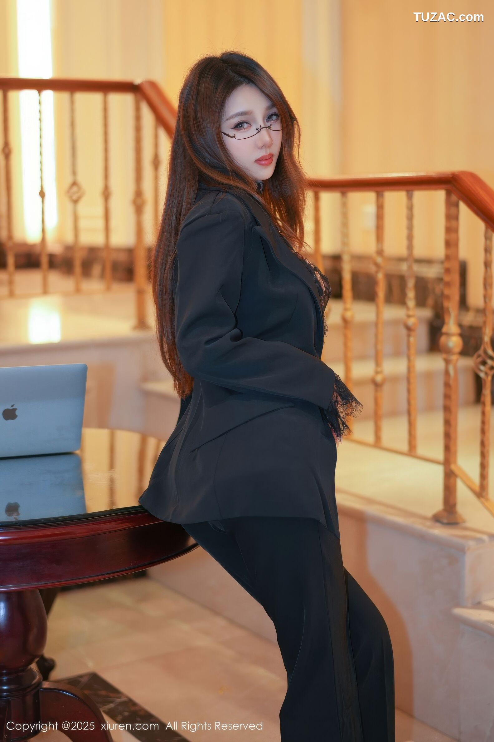XiuRen秀人网-11007-Twins夭夭-OL黑色西服豹纹内衣-2025.11.19