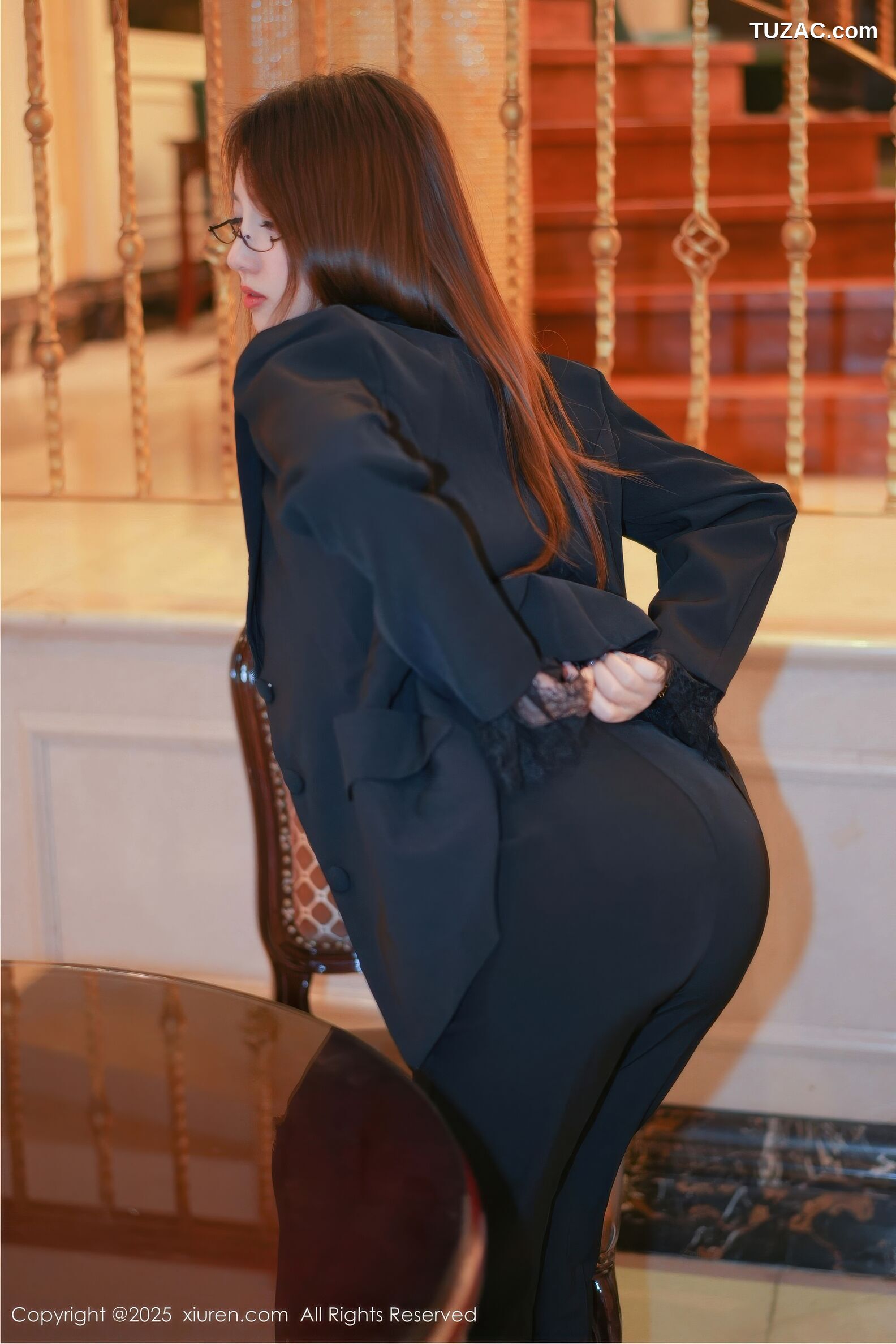 XiuRen秀人网-11007-Twins夭夭-OL黑色西服豹纹内衣-2025.11.19
