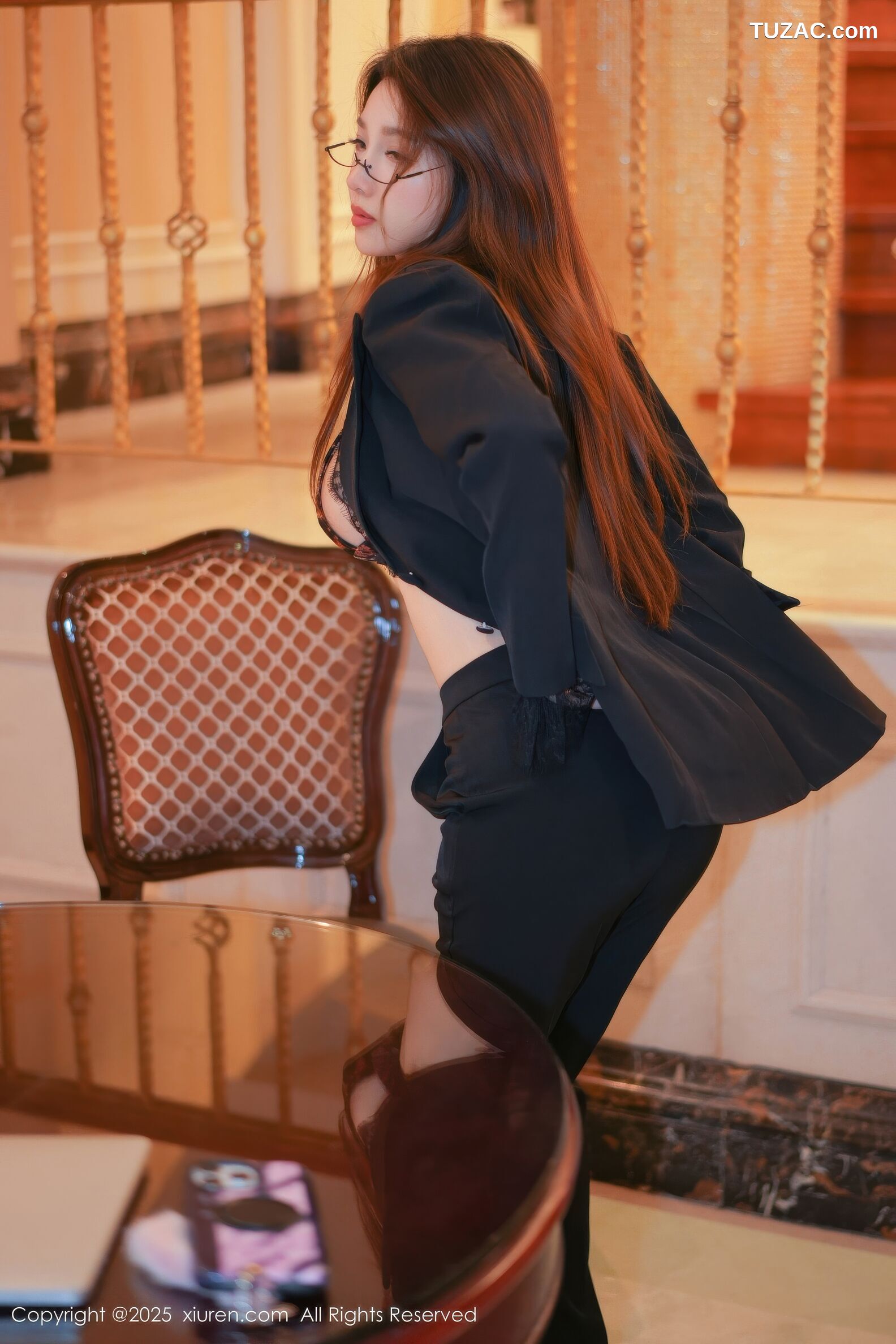 XiuRen秀人网-11007-Twins夭夭-OL黑色西服豹纹内衣-2025.11.19