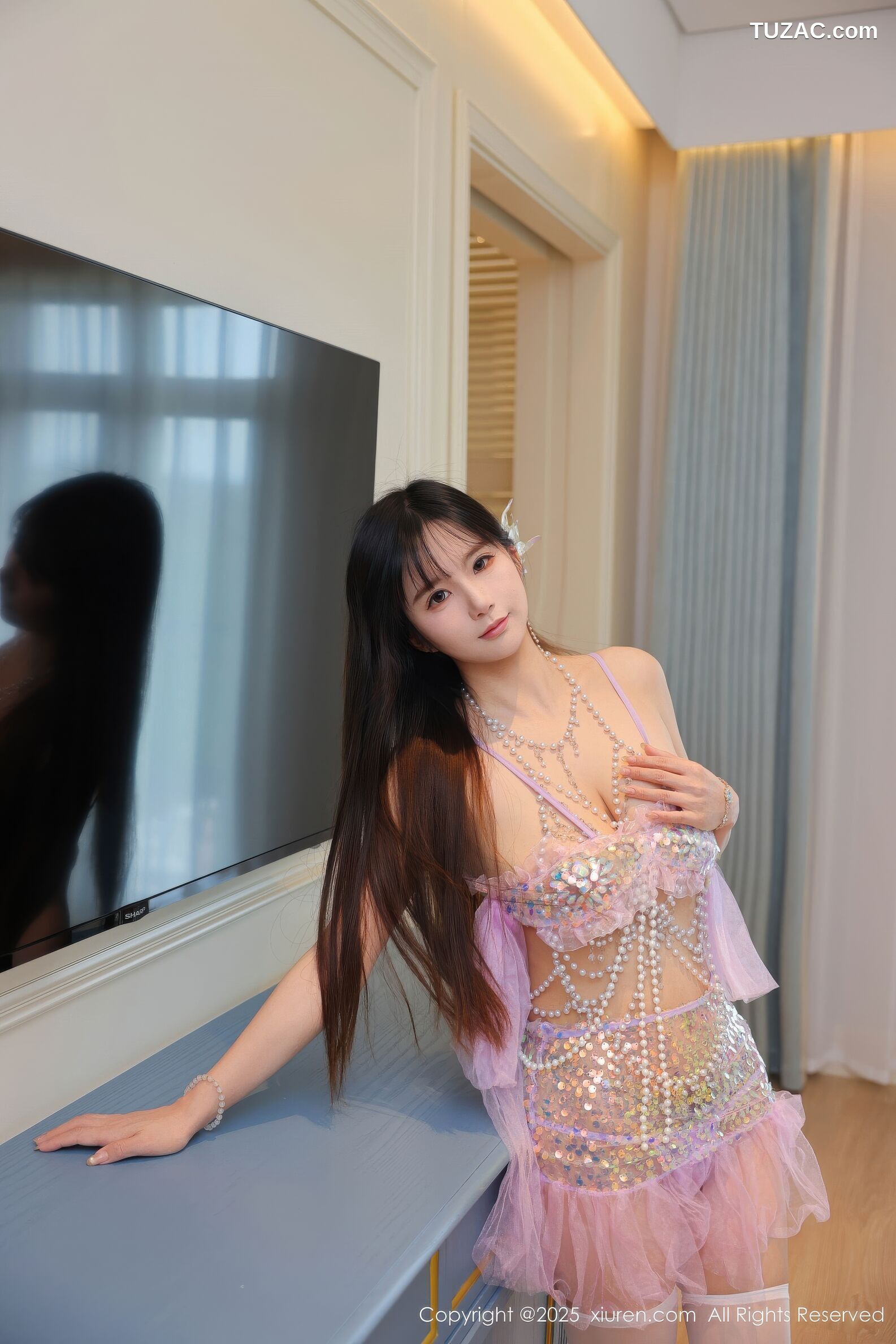 XiuRen秀人网-11020-小肉肉咪-情趣紫纱珠链内衣-2025.11.21