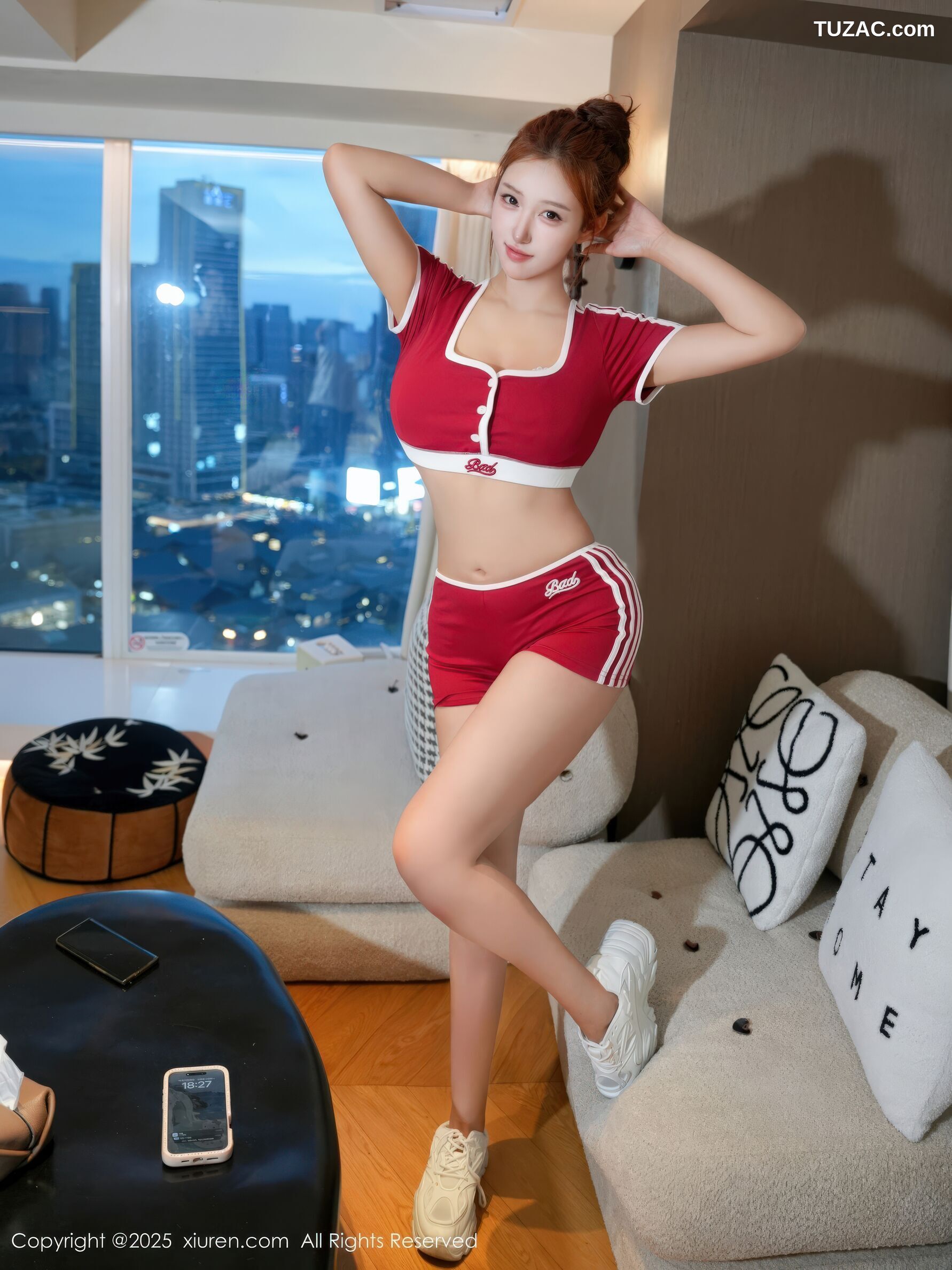 XiuRen秀人网-11052-梨霜儿-金允希Yuki-姐妹花黑裙黑丝红色运动服-2025.12.01