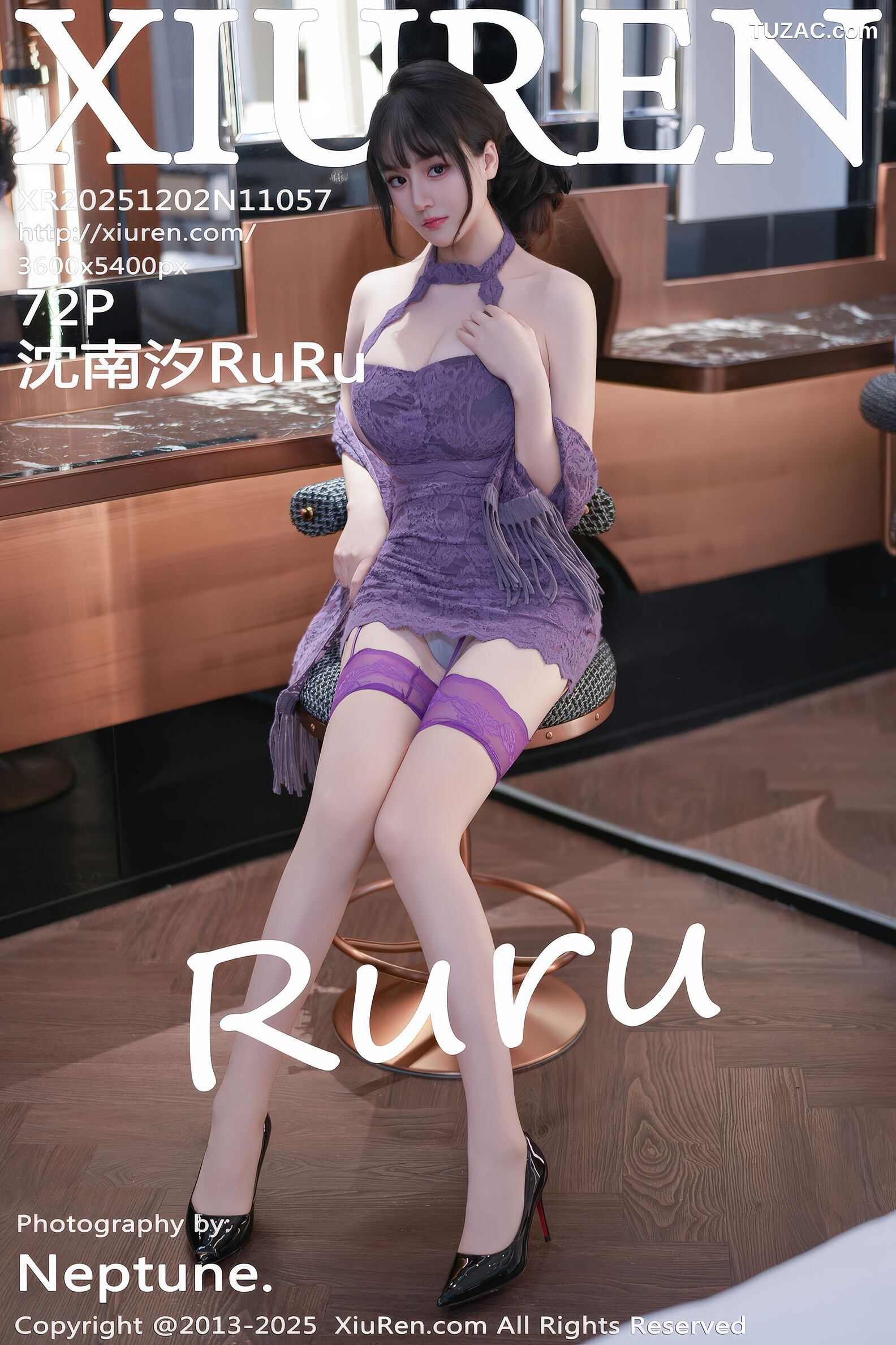 XiuRen秀人网-11057-沈南汐RuRu-紫色连衣短裙吊带袜黑丝-2025.12.02