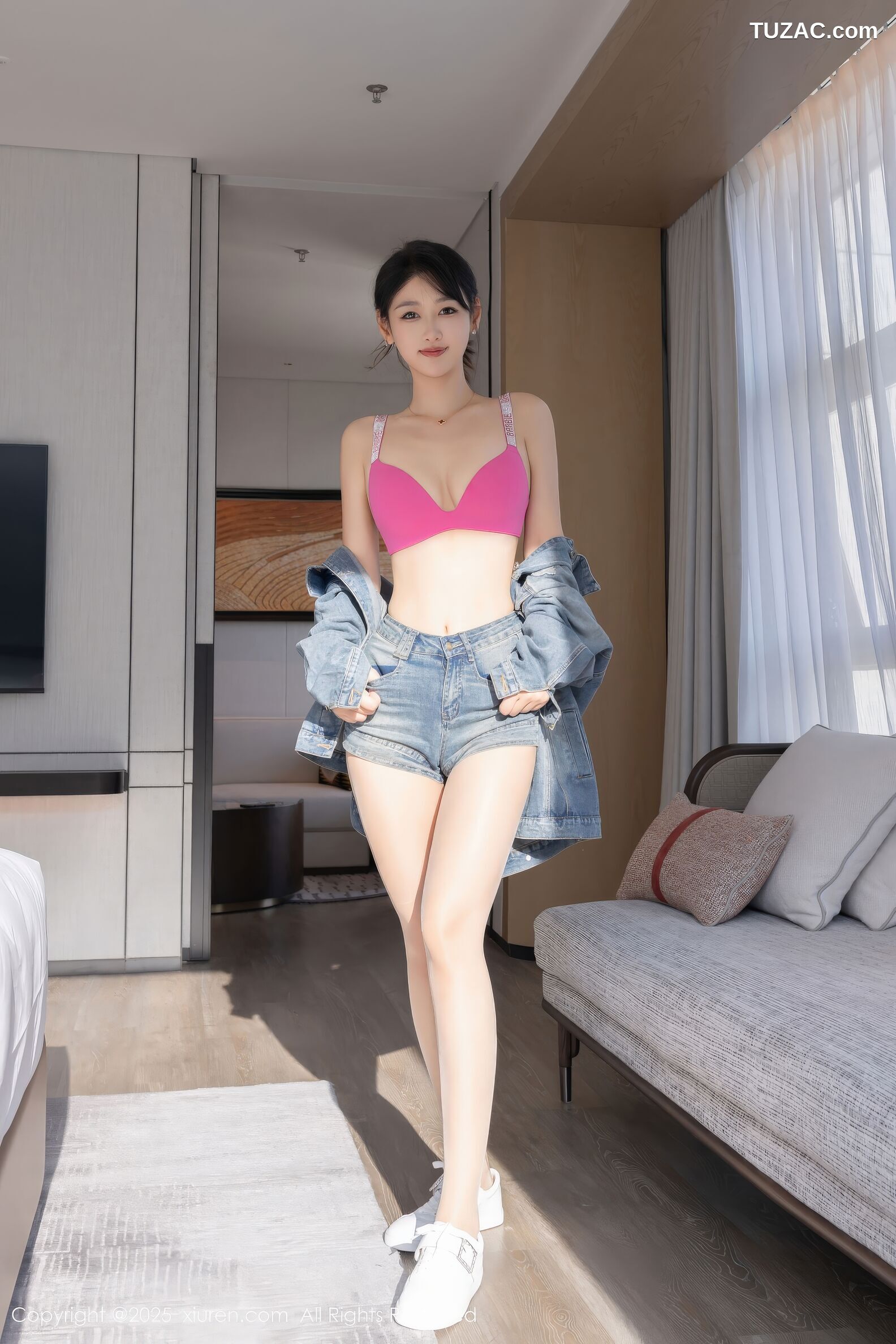 XiuRen秀人网-11083-唐安琪-牛仔套装粉色内衣-2025.12.08