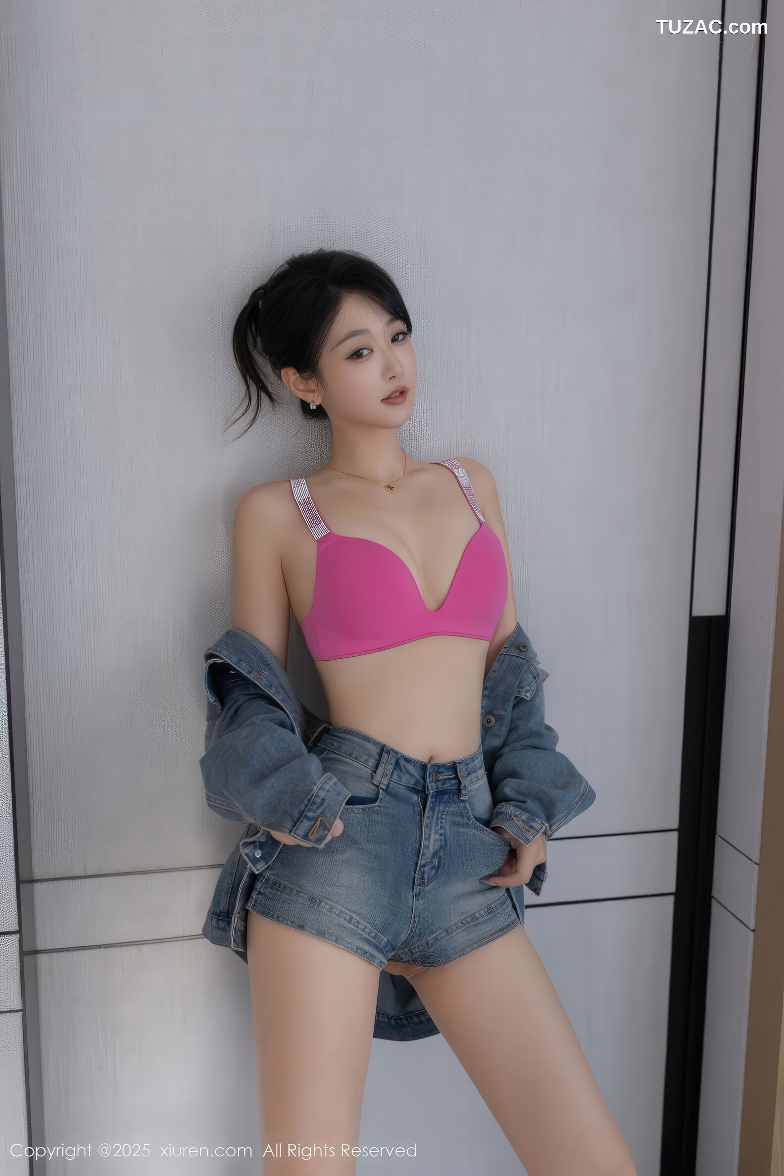 XiuRen秀人网-11083-唐安琪-牛仔套装粉色内衣-2025.12.08
