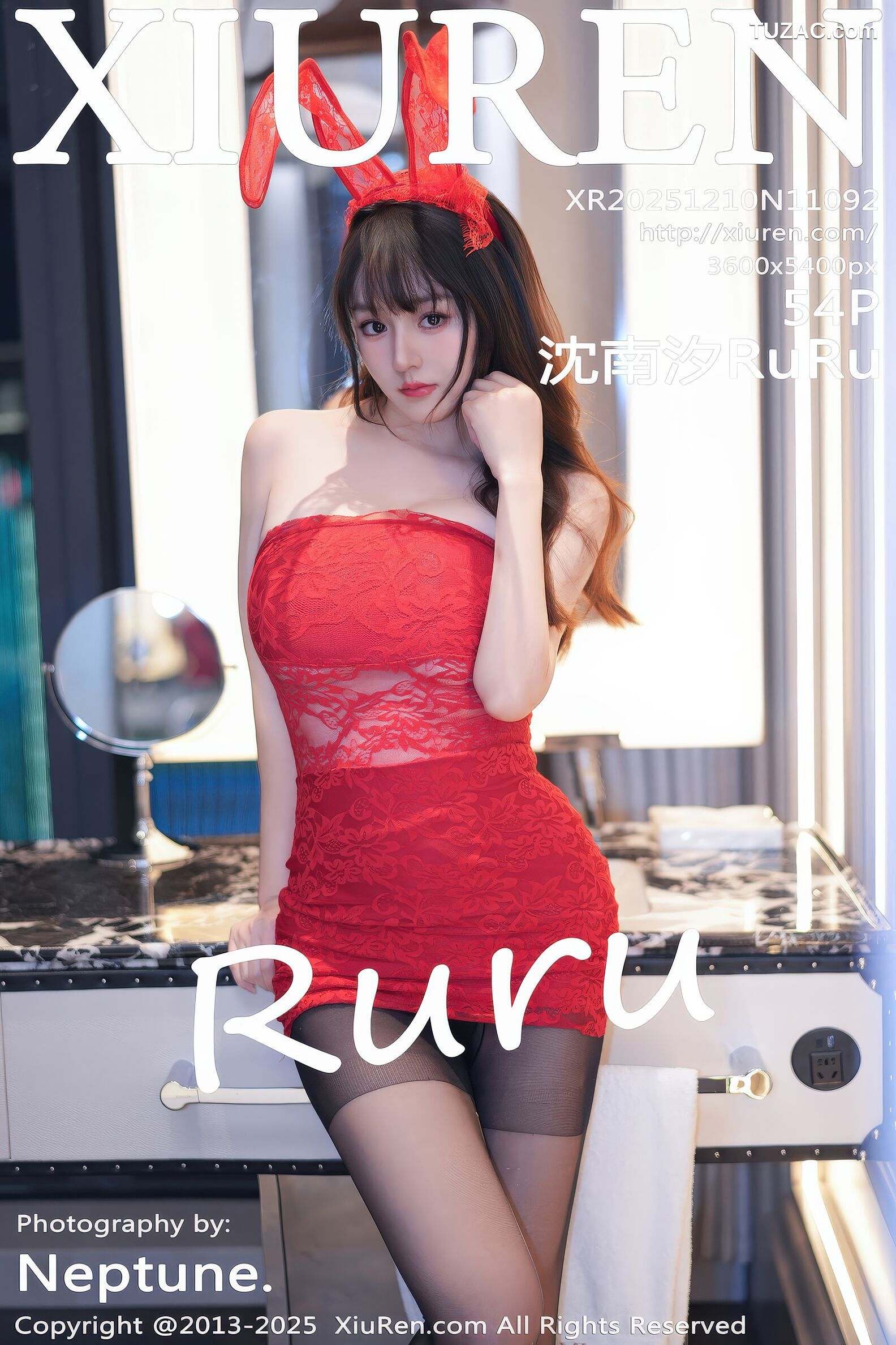 XiuRen秀人网-11092-沈南汐RuRu-红色兔女郎连衣短裙-2025.12.10