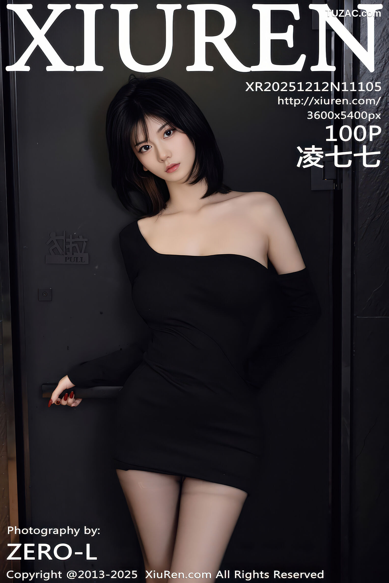XiuRen秀人网-11105-凌七七-短发美女黑色连衣短裙黑丝-2025.12.12