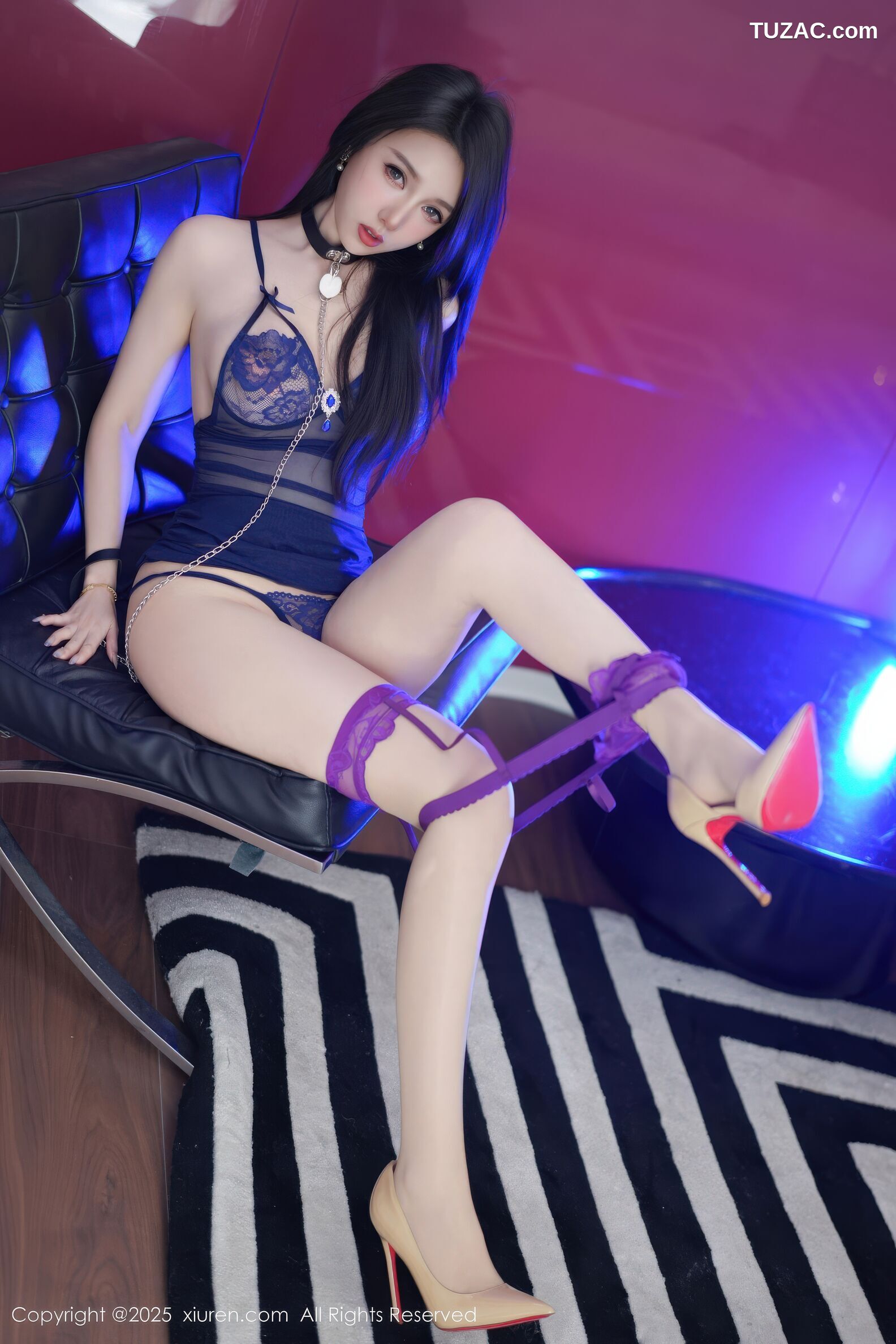 XiuRen秀人网-11120-Twins天天-OL紫色衬衫短裙紫色内衣-2025.12.17