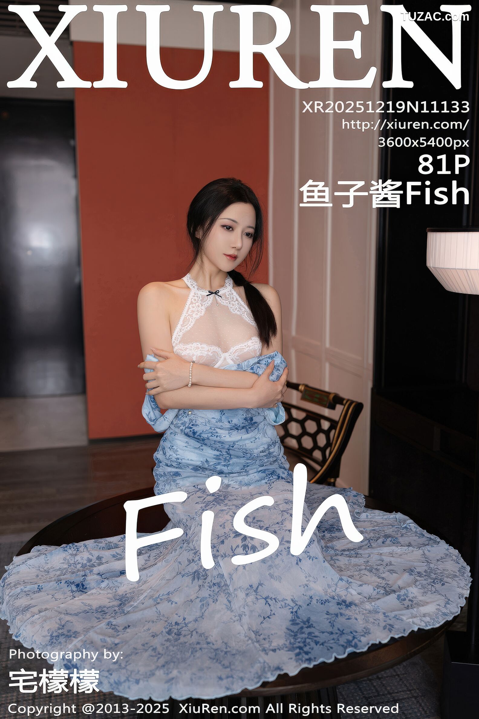 XiuRen秀人网-11133-鱼子酱Fish-青花旗袍白蕾丝内衣-2025.12.19
