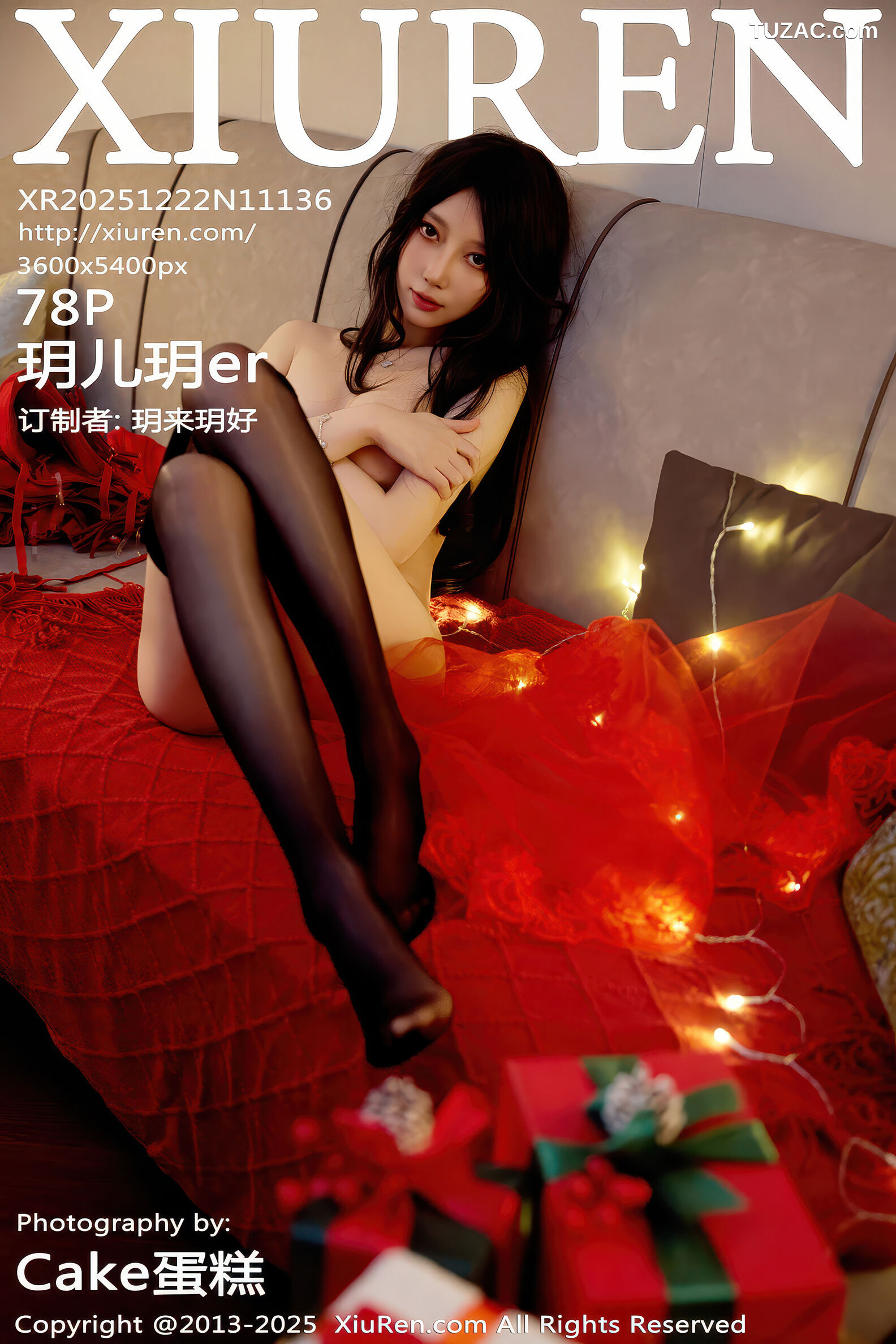 XiuRen秀人网-11136-玥儿玥er-红色抹胸连衣短裙黑丝-2025.12.22