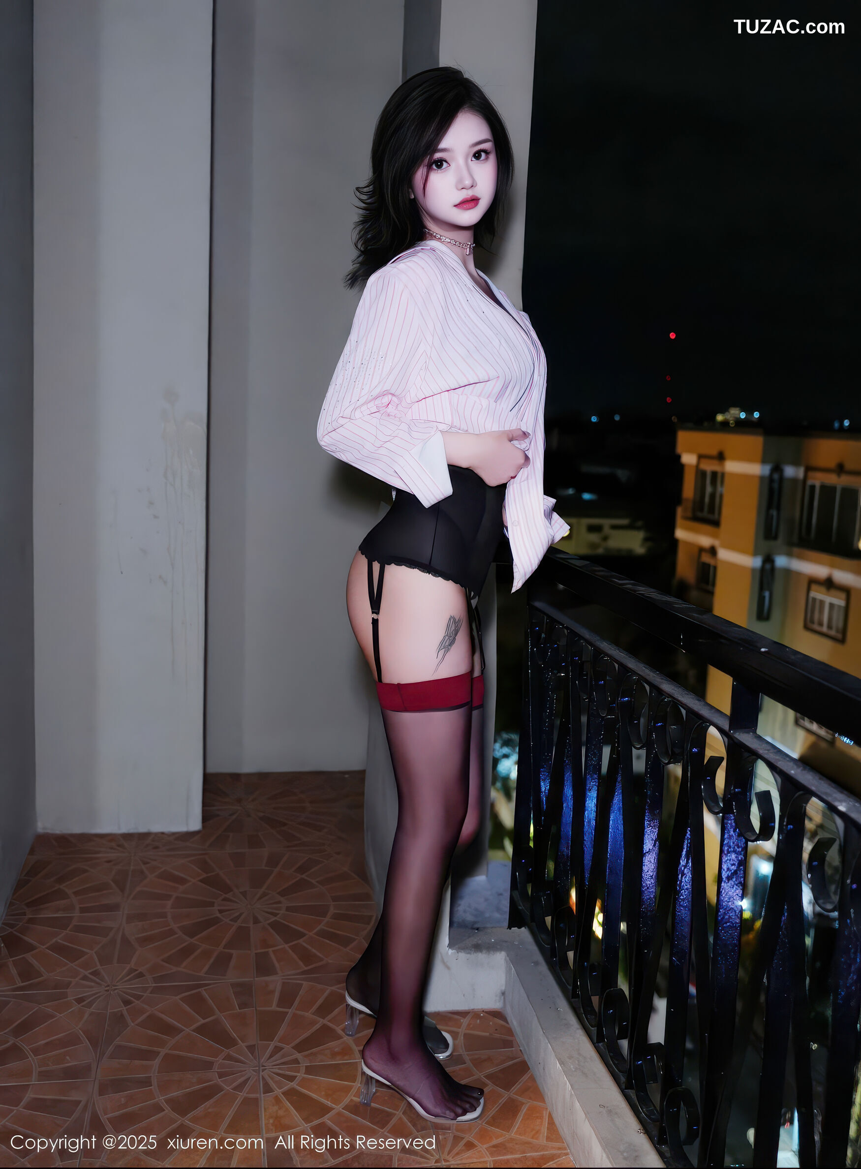 XiuRen秀人网-11139-特蕾莎-淡粉衬衫黑色情趣内衣黑丝-2025.12.23