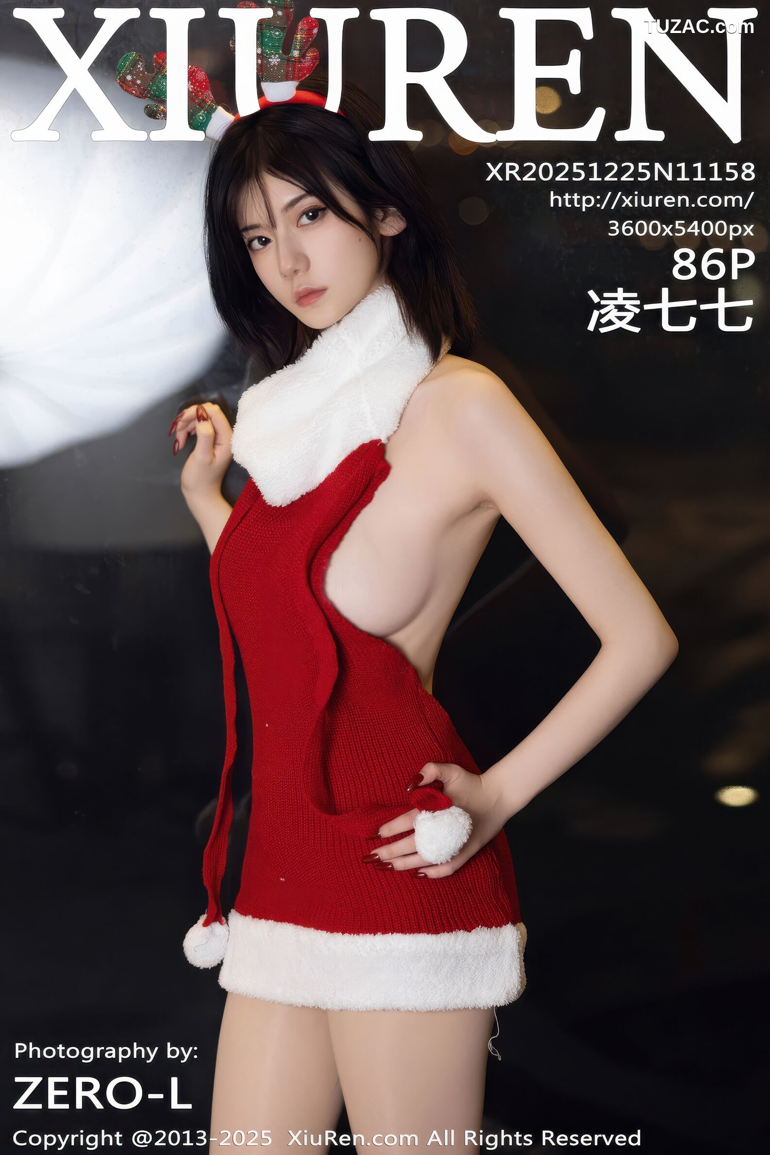 XiuRen秀人网-11158-凌七七-圣诞露背红色毛衣-2025.12.25