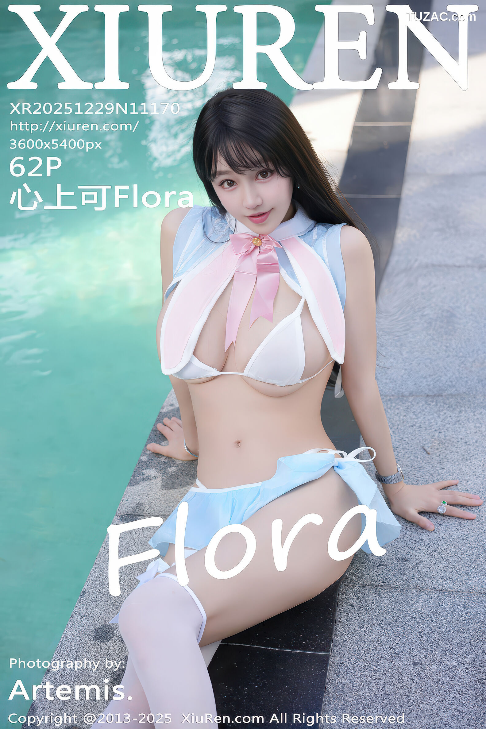 XiuRen秀人网-11170-心上可Flora-泳池场景蓝色泳衣白色丝袜-2025.12.29