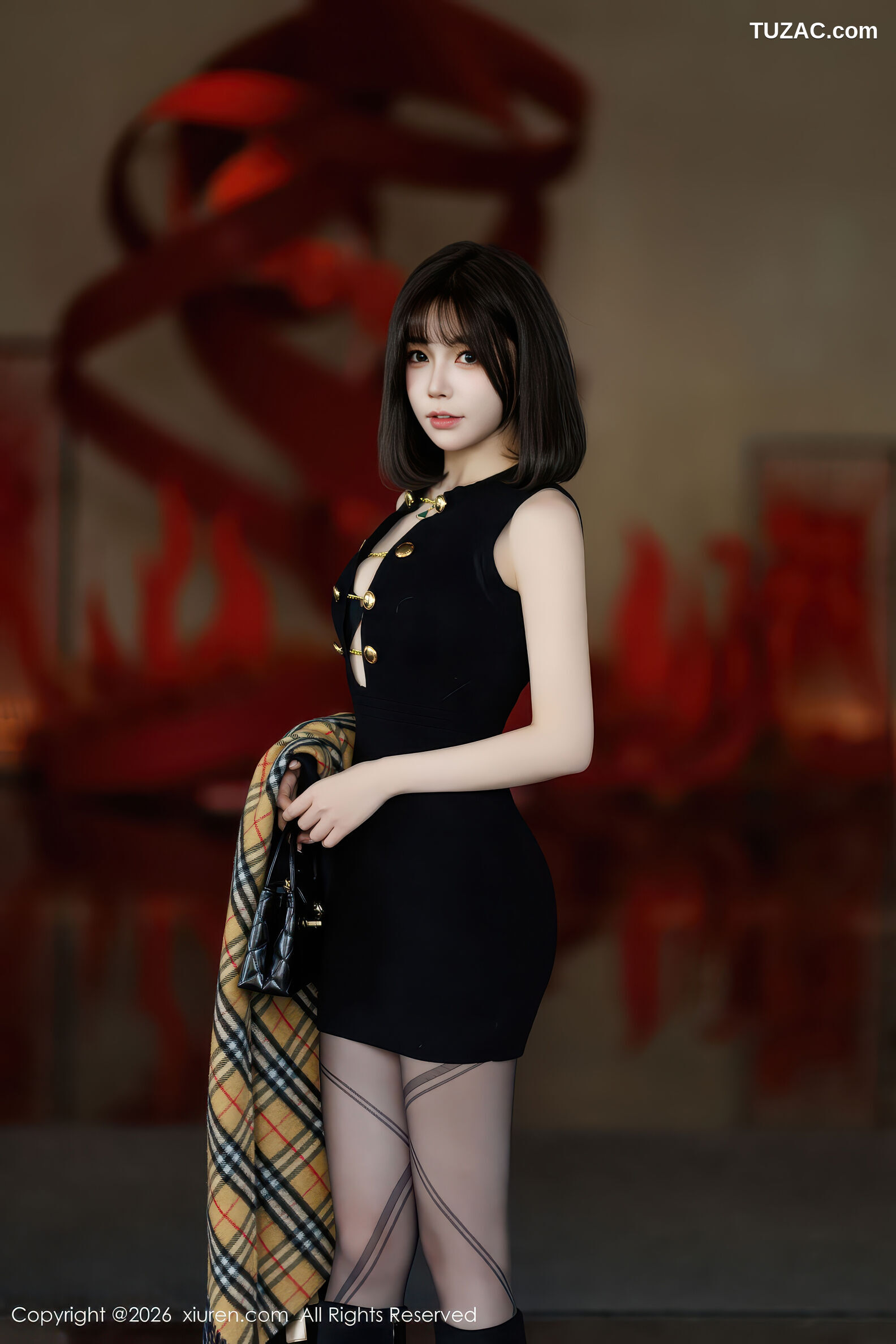 XiuRen秀人网-11252-莉芝荔枝-黑色连衣短裙-红色兔女郎黑丝-2026.01.20