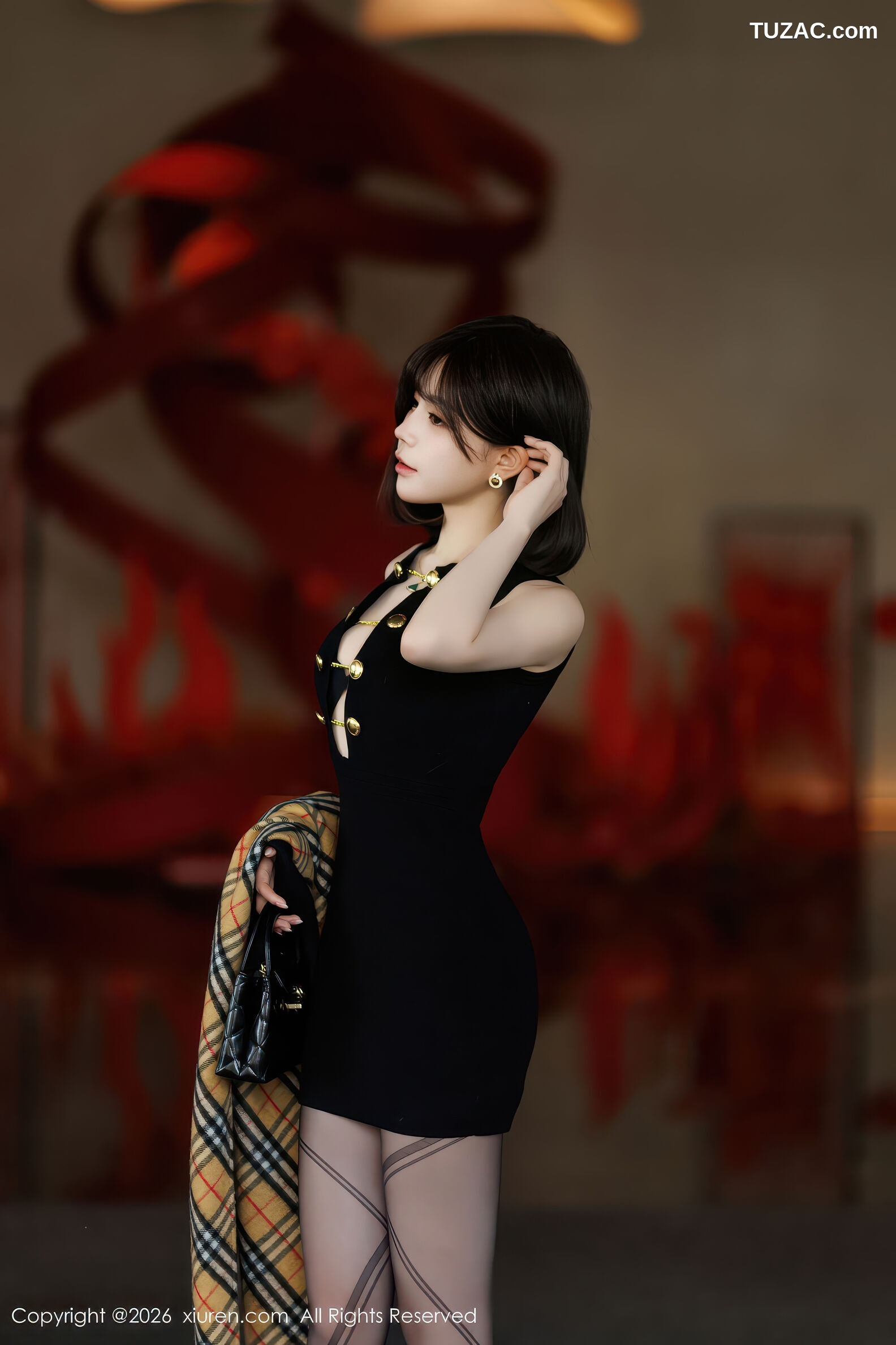 XiuRen秀人网-11252-莉芝荔枝-黑色连衣短裙-红色兔女郎黑丝-2026.01.20