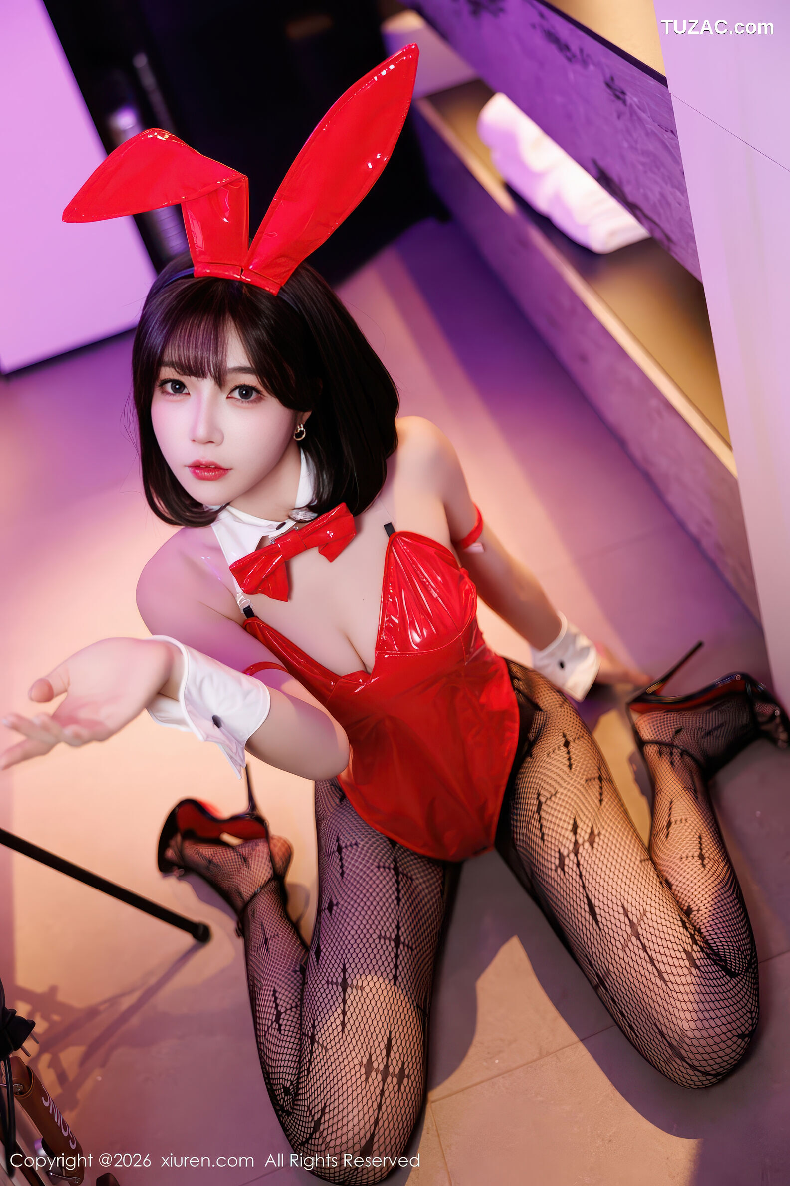 XiuRen秀人网-11252-莉芝荔枝-黑色连衣短裙-红色兔女郎黑丝-2026.01.20