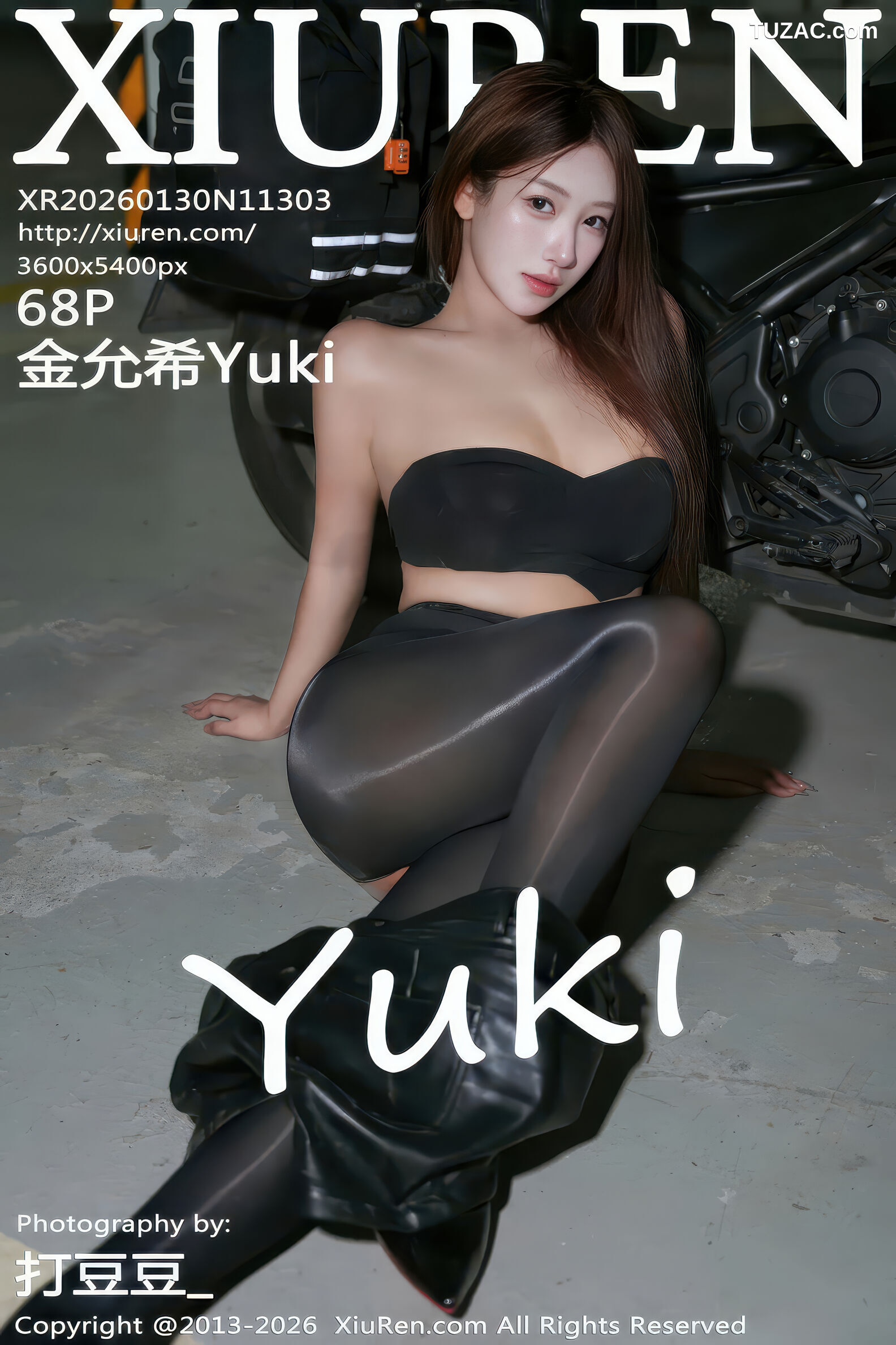 XiuRen秀人网-11303-金允希Yuki-机车美女黑色抹胸黑皮裙黑丝-2026.01.30