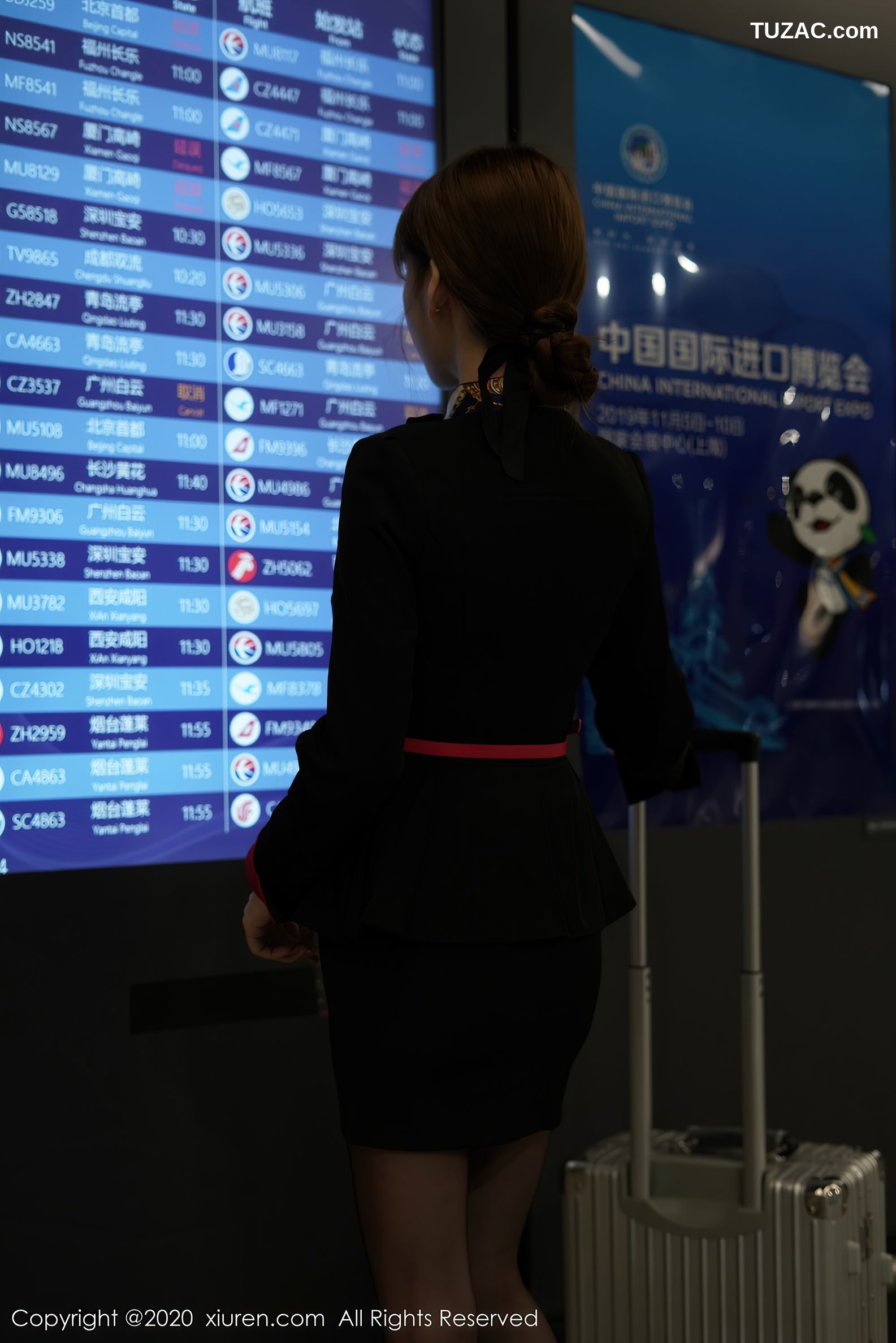 XiuRen秀人网-2915-周于希Sandy-空姐真实场景剧情主题红色内衣黑丝-2020.12.18