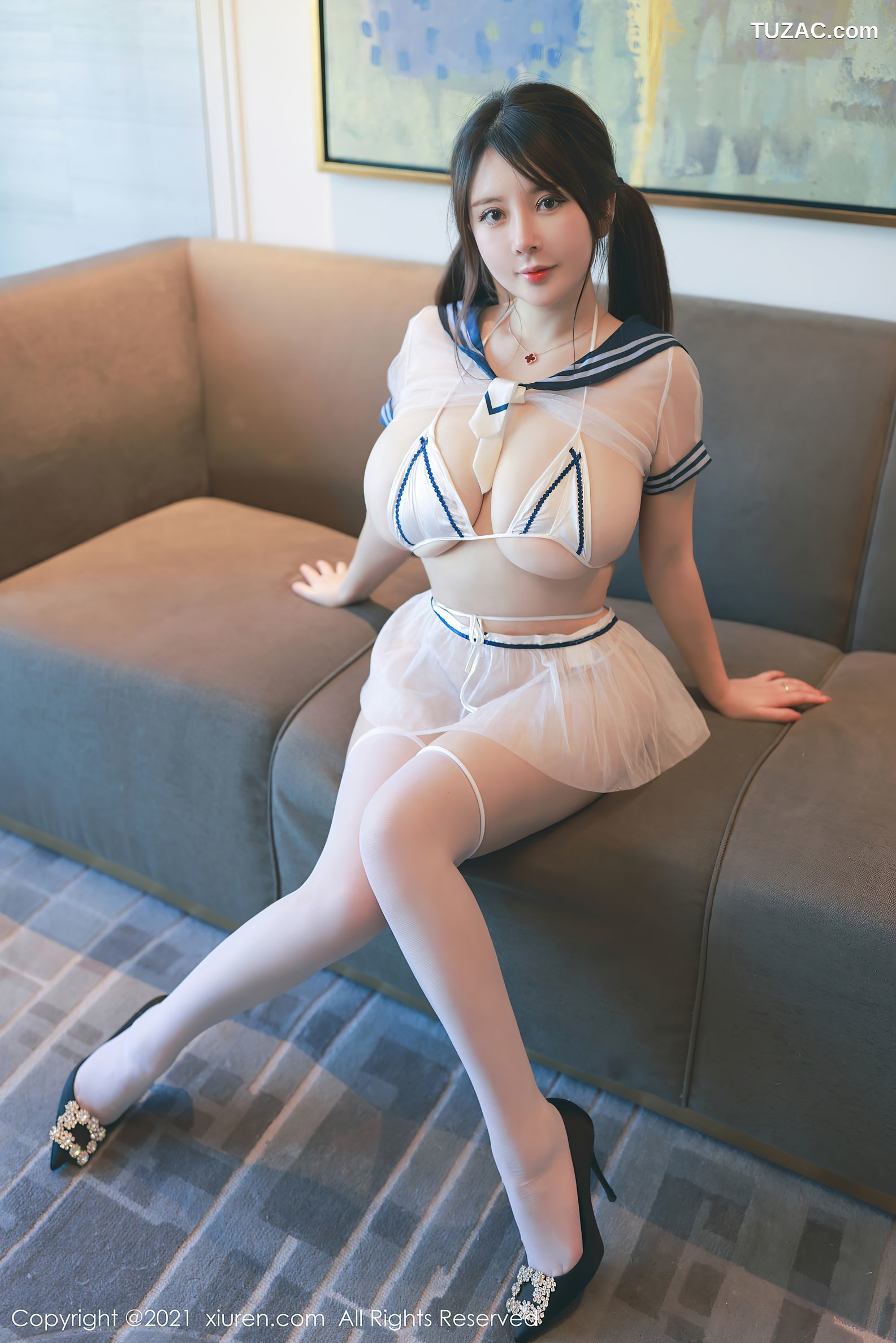 XiuRen秀人网-3012-奶油妹妹-海军三点式内衣童颜巨乳-2021.01.18