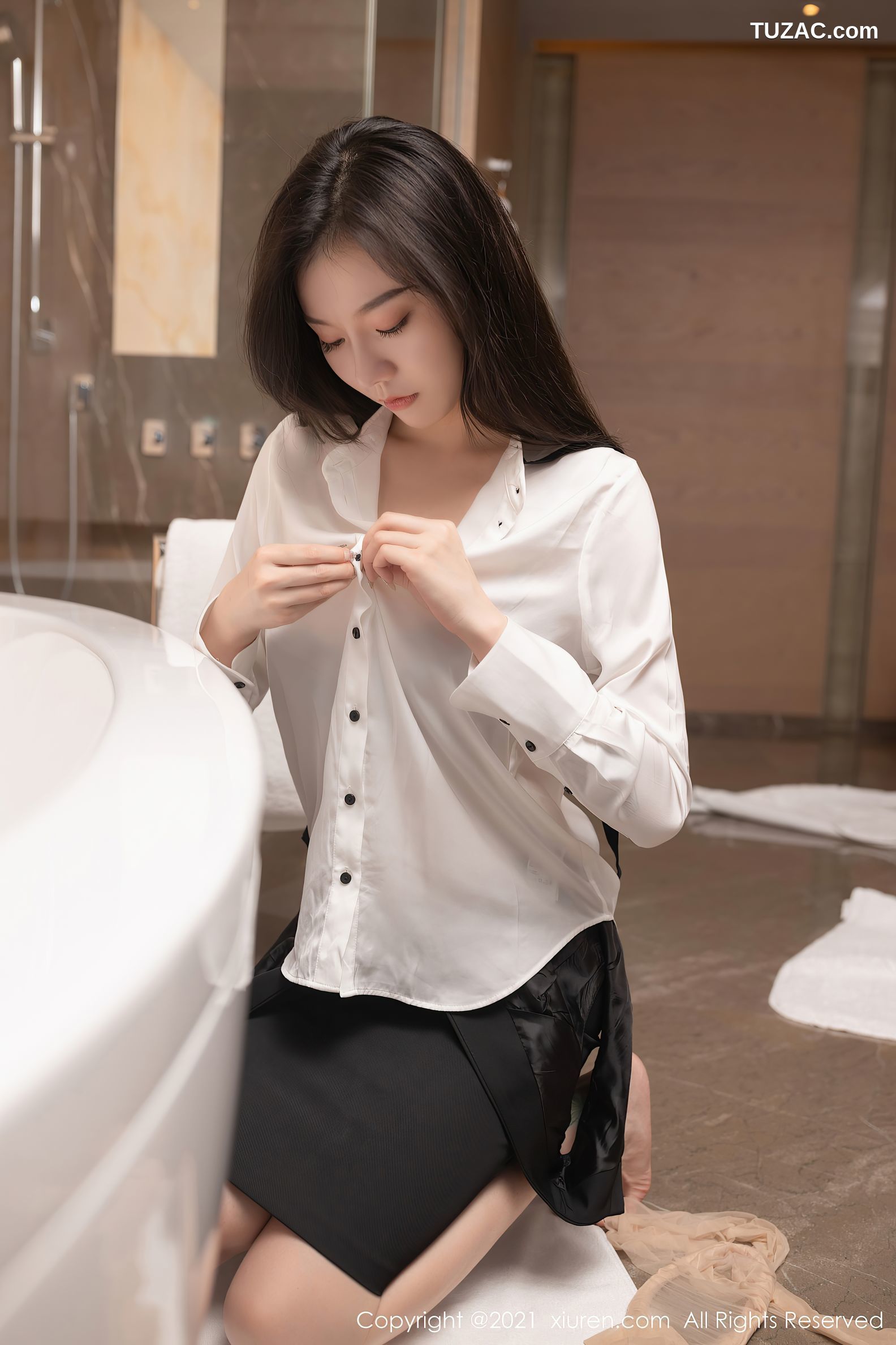 XiuRen秀人网-3042-安然Maleah-房务经理主题白衬衣蕾丝内衣-2021.01.25