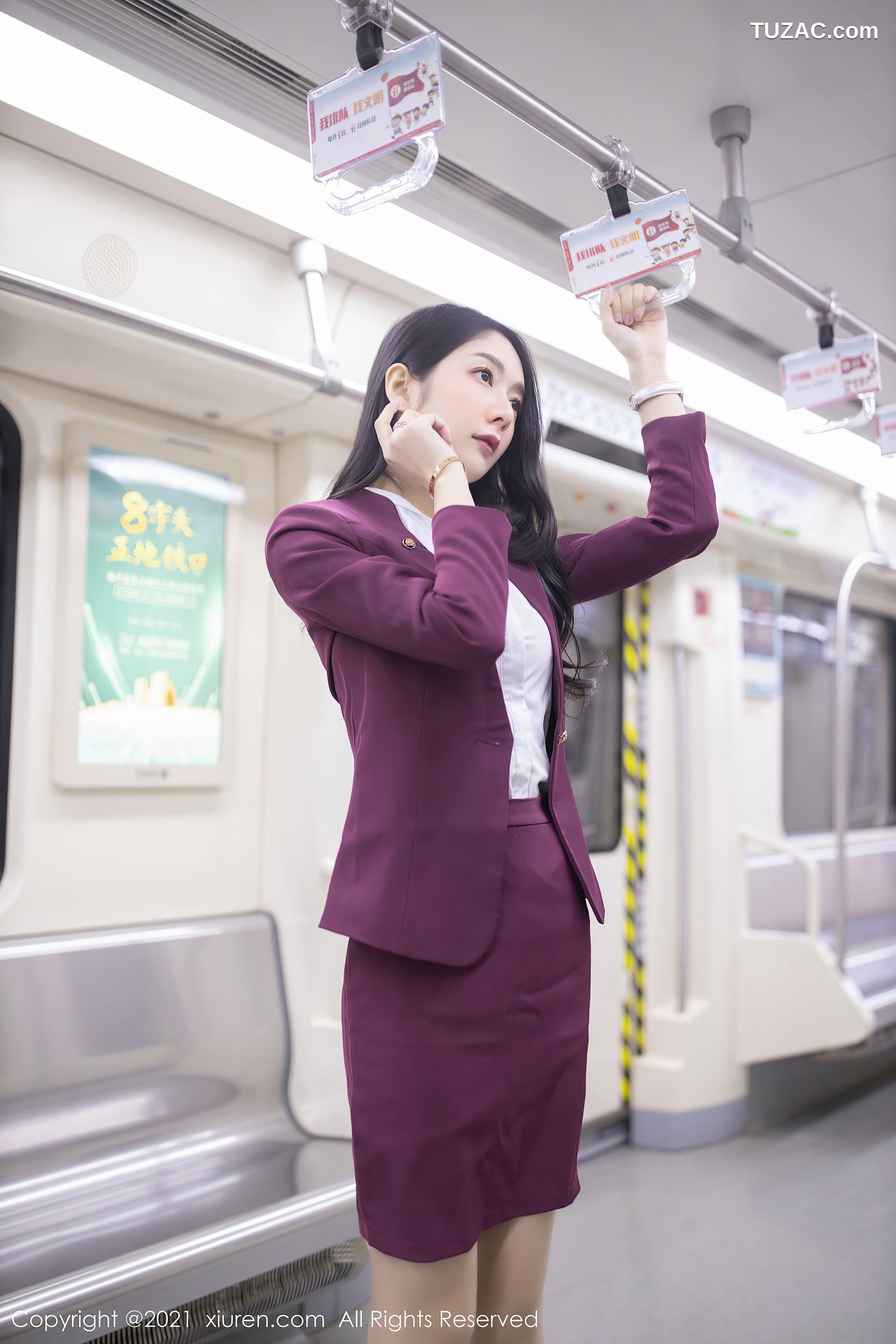 XiuRen秀人网-3092-Angela小热巴-末班地铁场景主题肉丝蕾丝内裤-2021.02.07