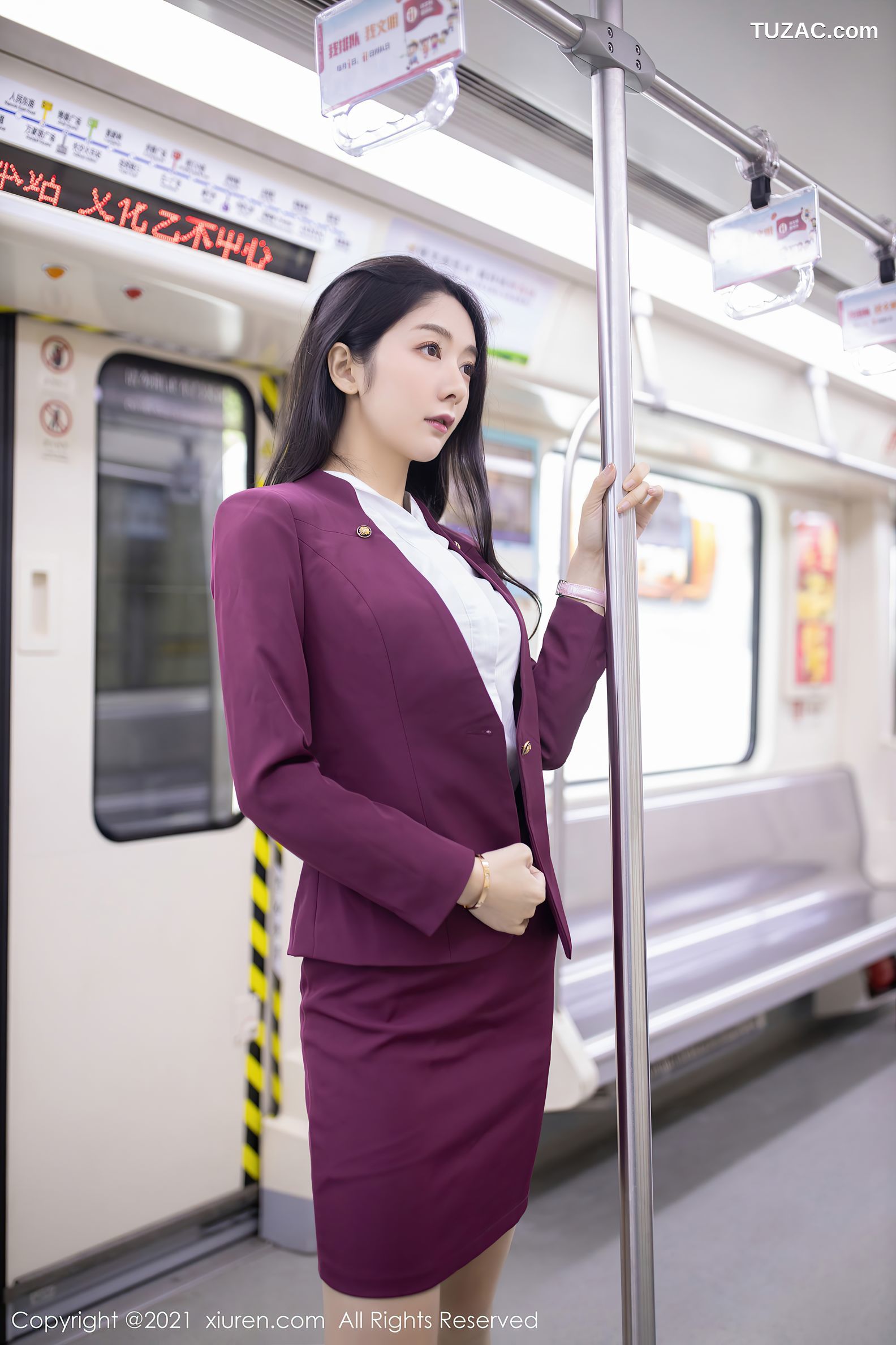 XiuRen秀人网-3092-Angela小热巴-末班地铁场景主题肉丝蕾丝内裤-2021.02.07