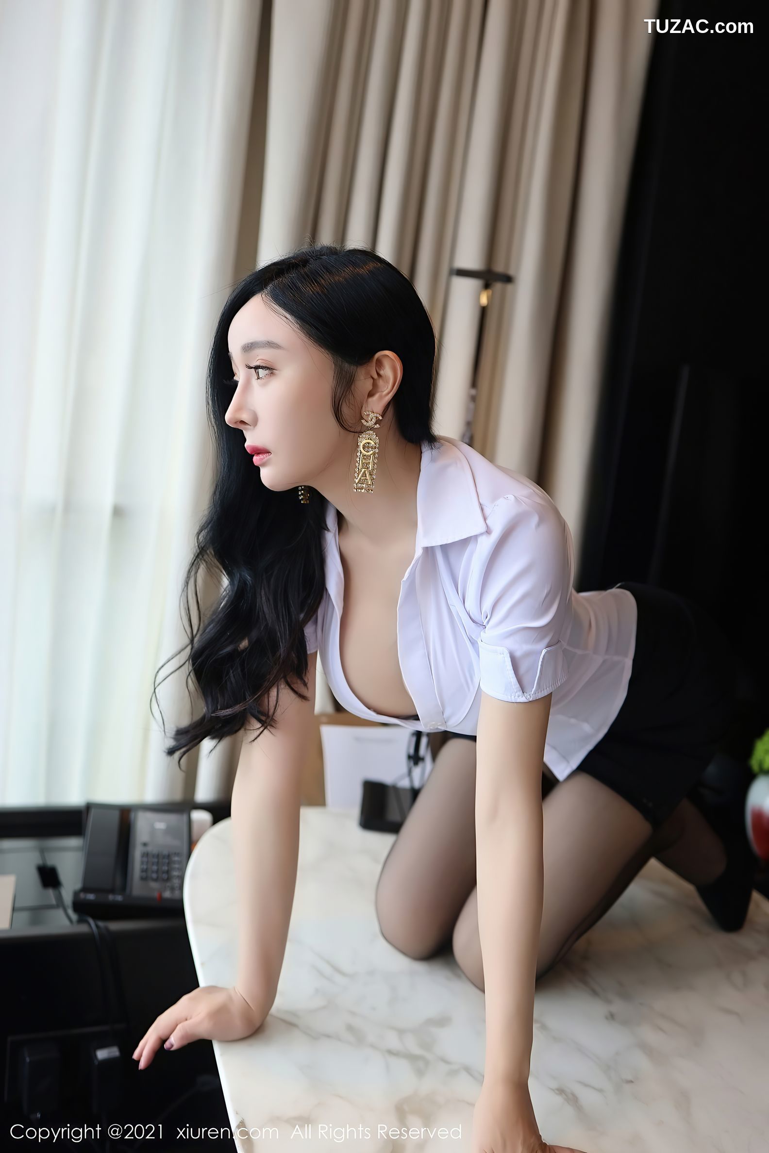 XiuRen秀人网-3101-允爾-白衬衫黑短裙职场OL主题蕾丝内衣-2021.02.18