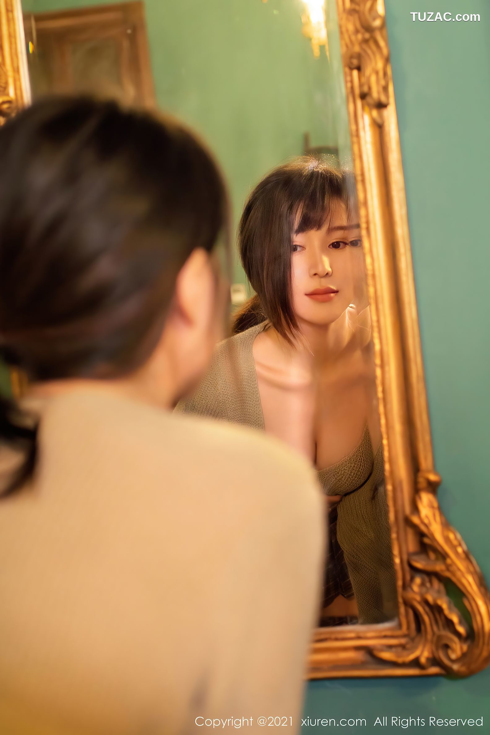 XiuRen秀人网-3180-赵万灵-真空针织毛衣黑丝网袜-2021.03.09