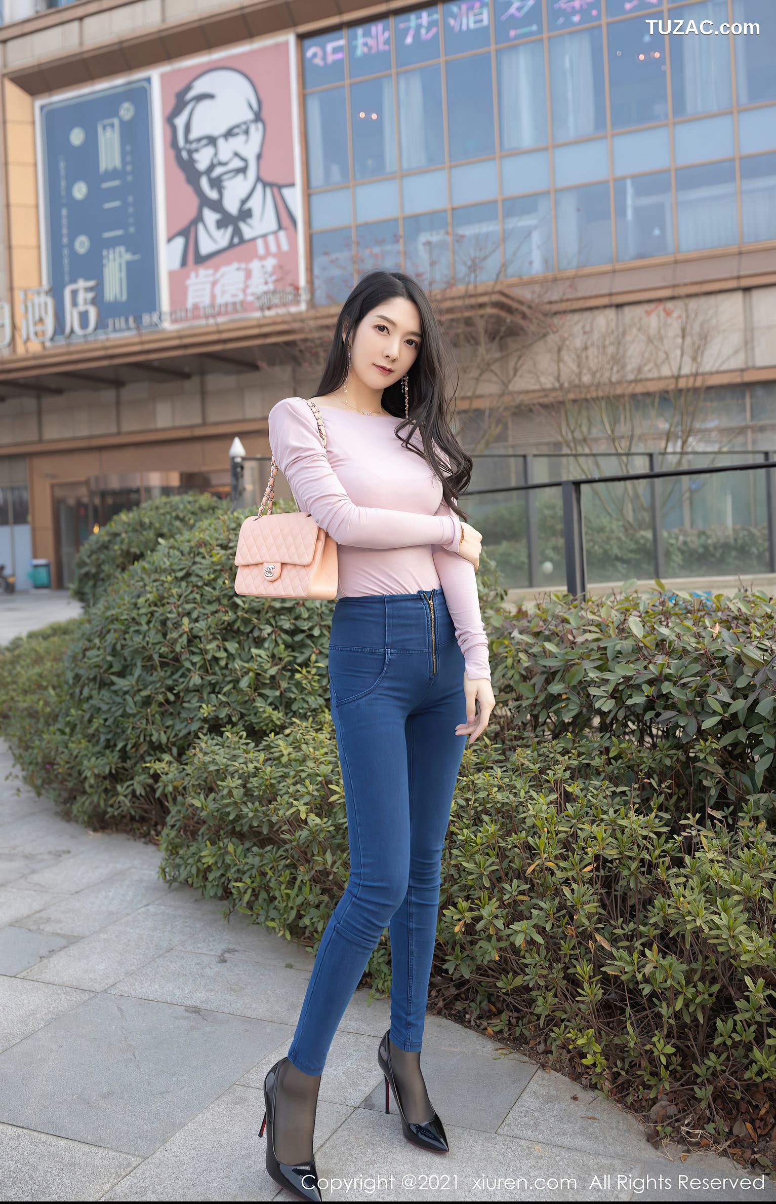 XiuRen秀人网-3227-Angela小热巴-尾随视觉主题连体衣黑丝-2021.03.22