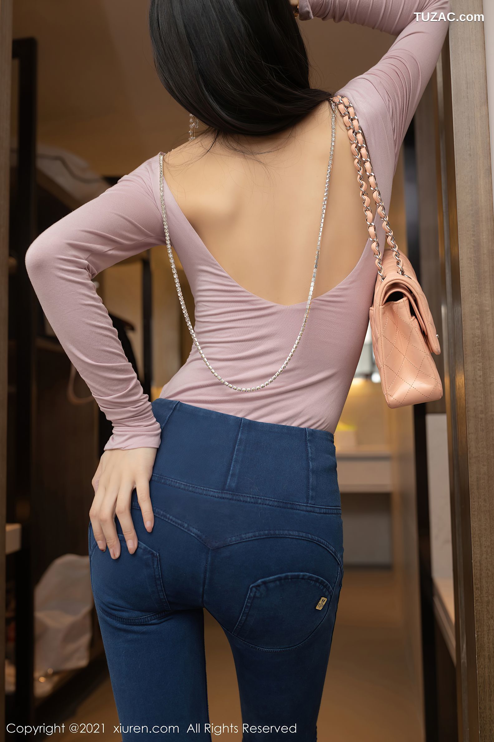 XiuRen秀人网-3227-Angela小热巴-尾随视觉主题连体衣黑丝-2021.03.22
