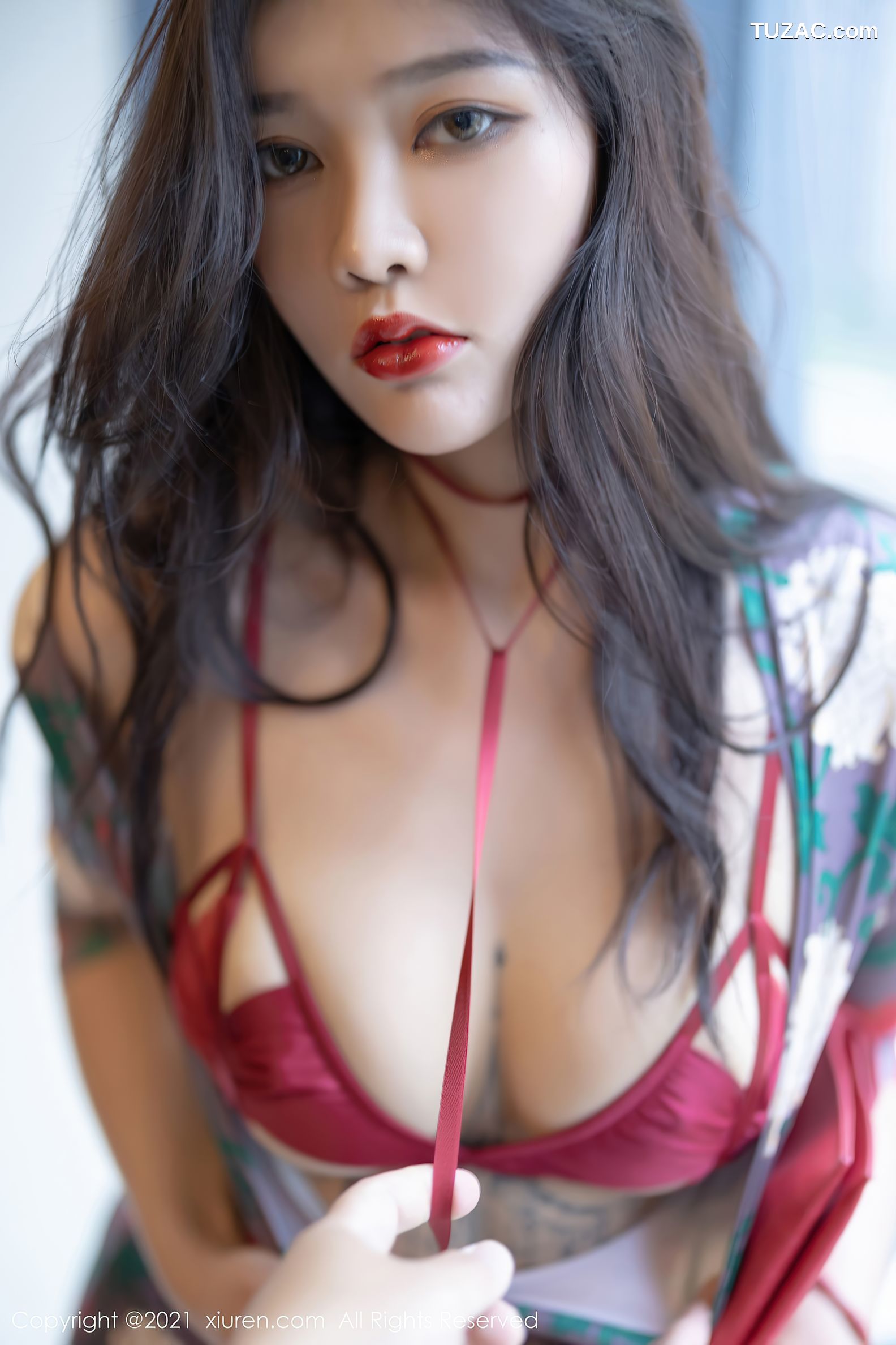 XiuRen秀人网-3562-娜比-红色情趣内衣肉丝-2021.06.21