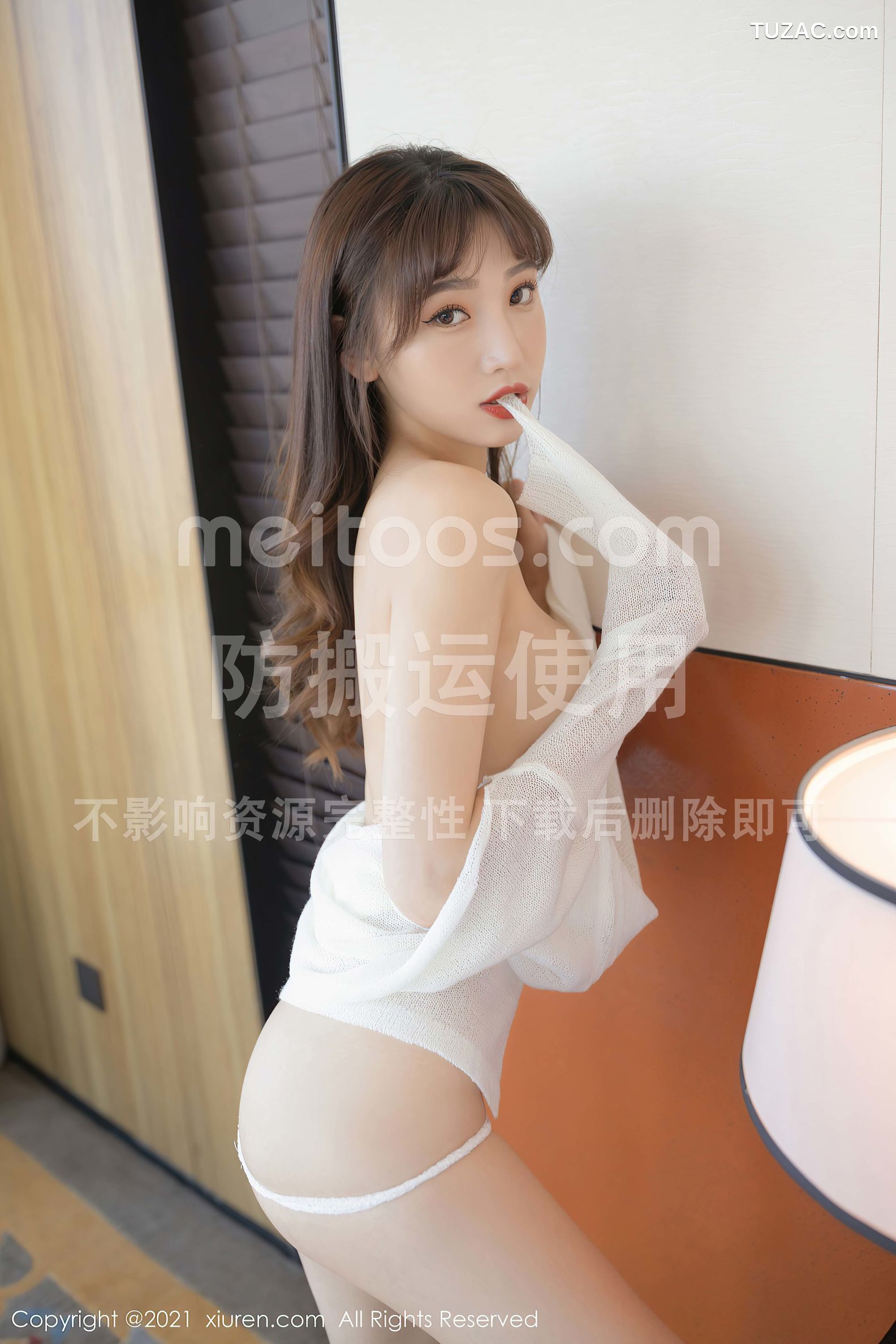 XiuRen秀人网-3609-陆萱萱-白色毛衣主题蕾丝内裤蕾丝袜-2021.06.30