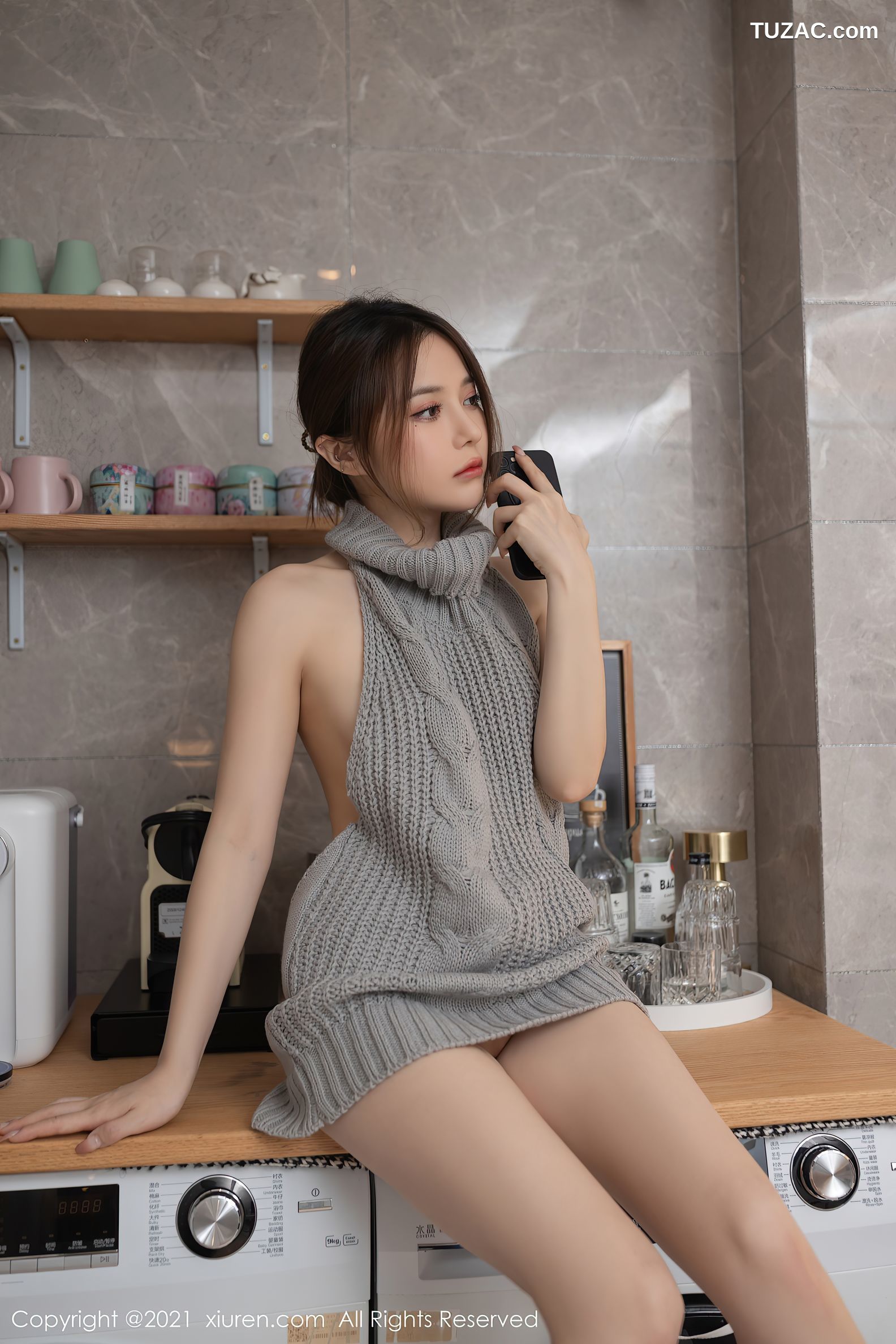 XiuRen秀人网-3620-鱼子酱Fish-洗衣机维修主题开背毛衣真空-2021.07.02