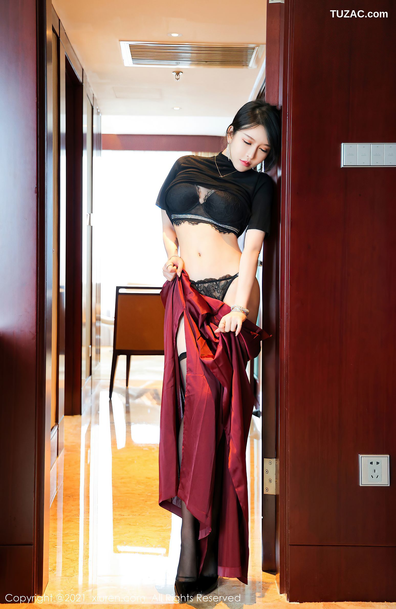 XiuRen秀人网-3641-玉兔miki-黑色蕾丝内衣-2021.07.08