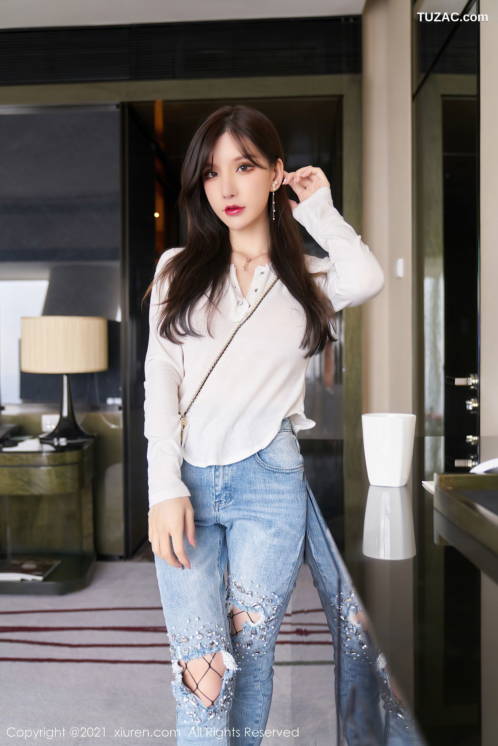 XiuRen秀人网-3804-周于希Sandy-牛仔裤黑丝网袜-2021.08.16