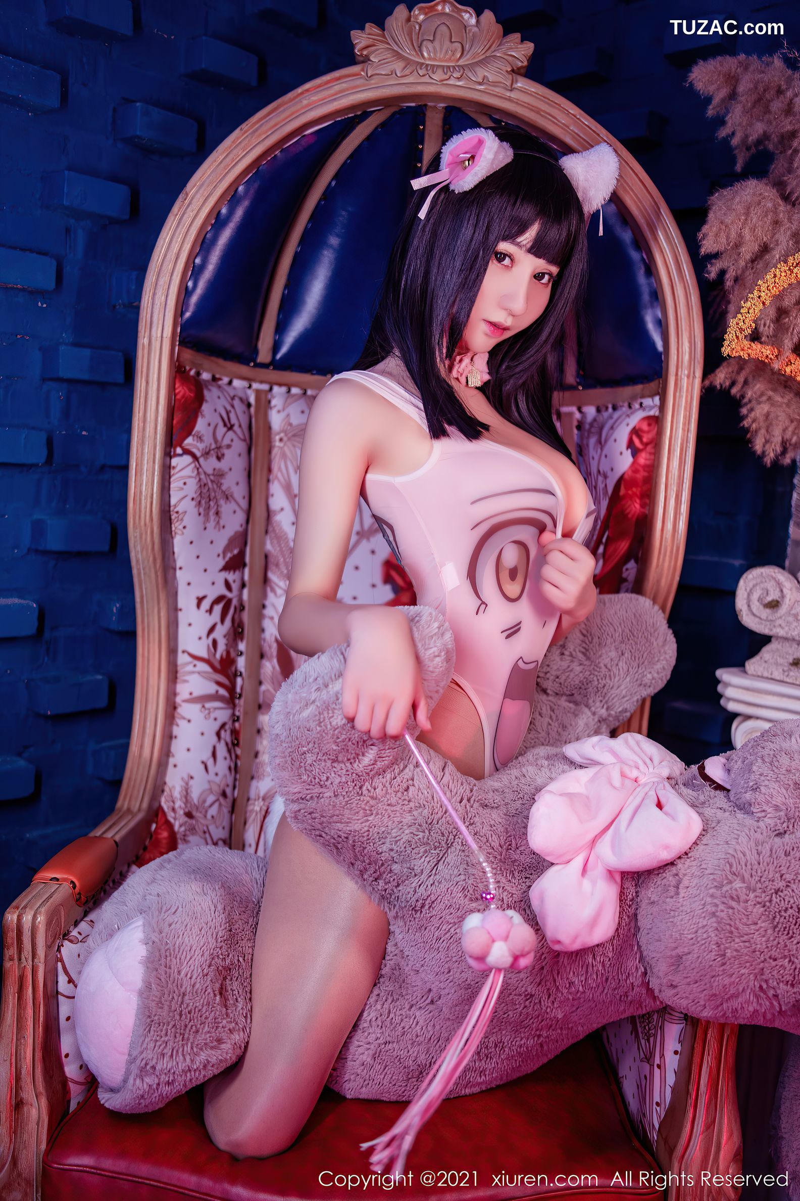 XiuRen秀人网-3988-小果冻儿-智齿猫女主题卡通连体衣超薄黑丝-2021.09.24