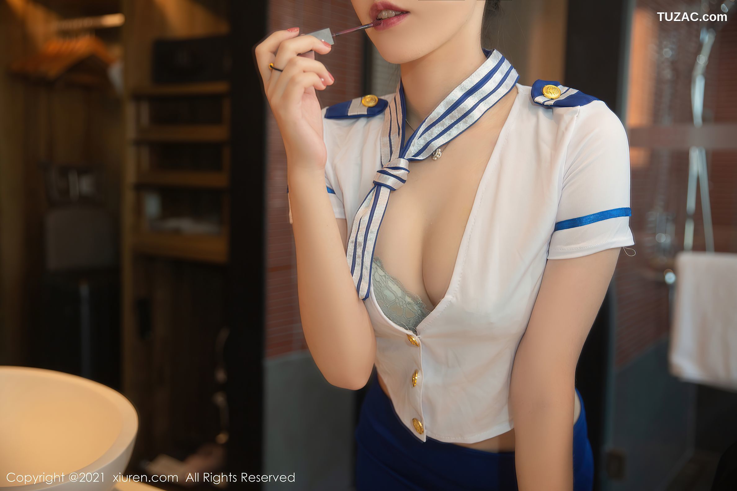 XiuRen秀人网-4011-一颗甜蛋黄a-空姐制服性感内衣黑丝-2021.09.28