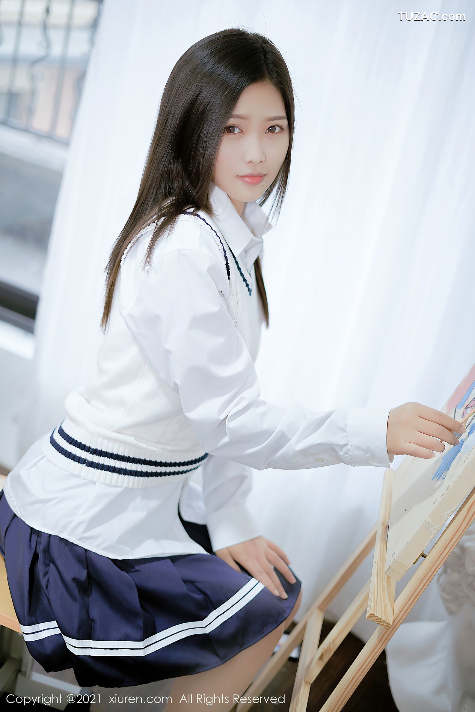 XiuRen秀人网-4013-星萌-清纯典雅校园制服主题性感白衬衫-2021.09.29