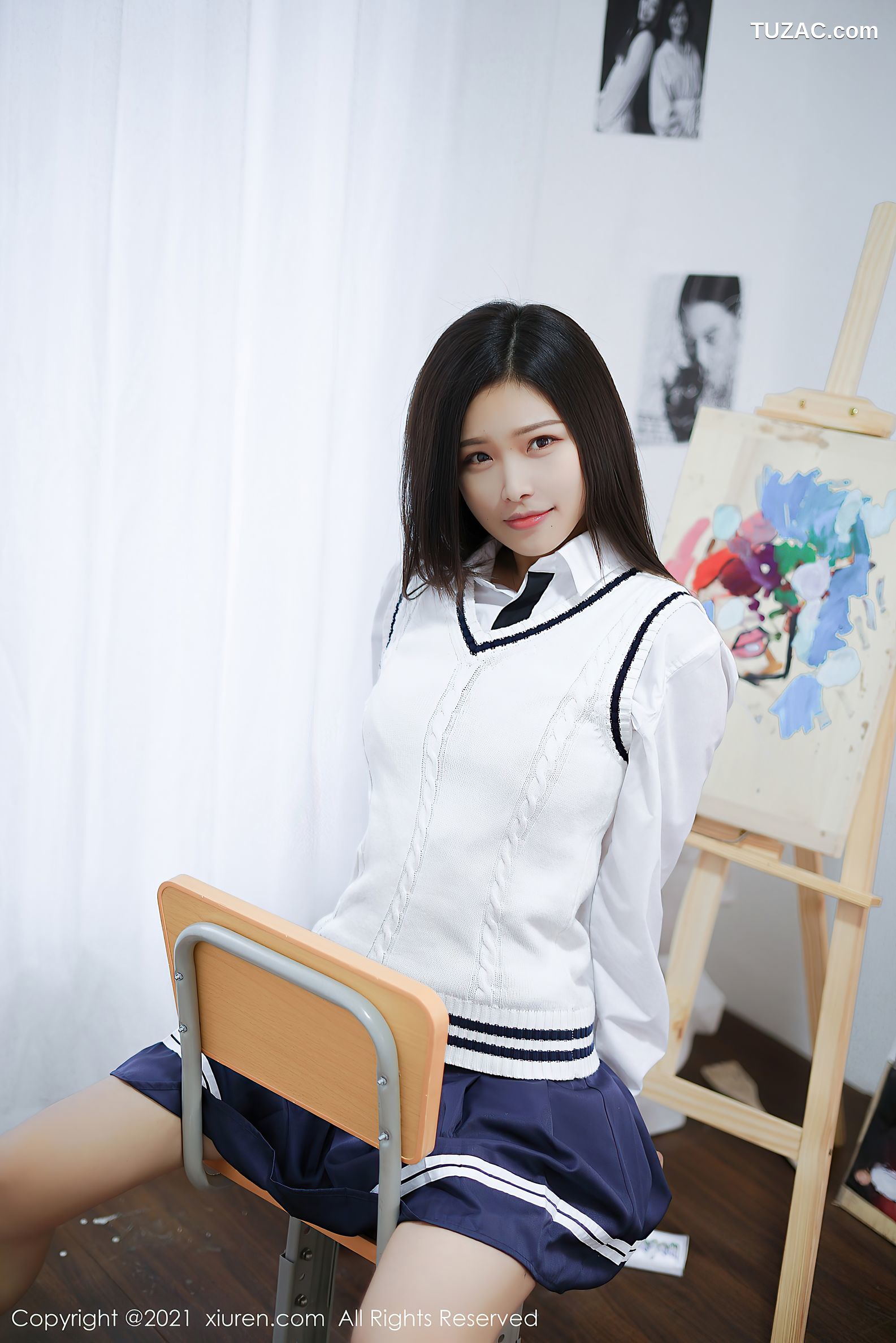 XiuRen秀人网-4013-星萌-清纯典雅校园制服主题性感白衬衫-2021.09.29